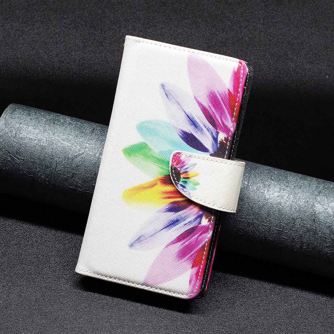 BF03 For Xiaomi Redmi Note 13 5G PU Leather Case Pattern Zipper Pocket Handbag Phone Cover - Sunflower