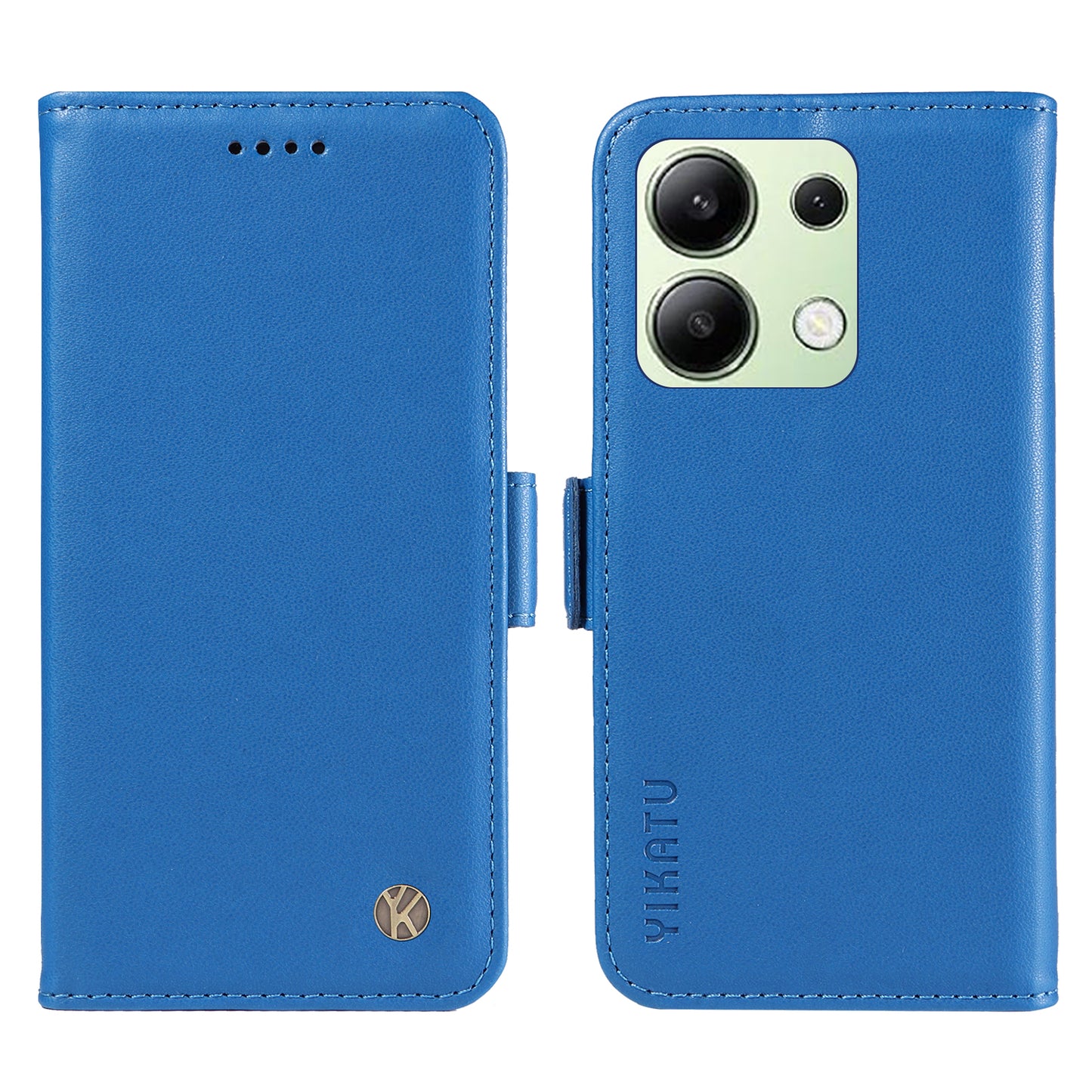 YIKATU YK-003 For Xiaomi Redmi Note 13 4G Leather Wallet Case Side Magnetic Clasp - Sky Blue