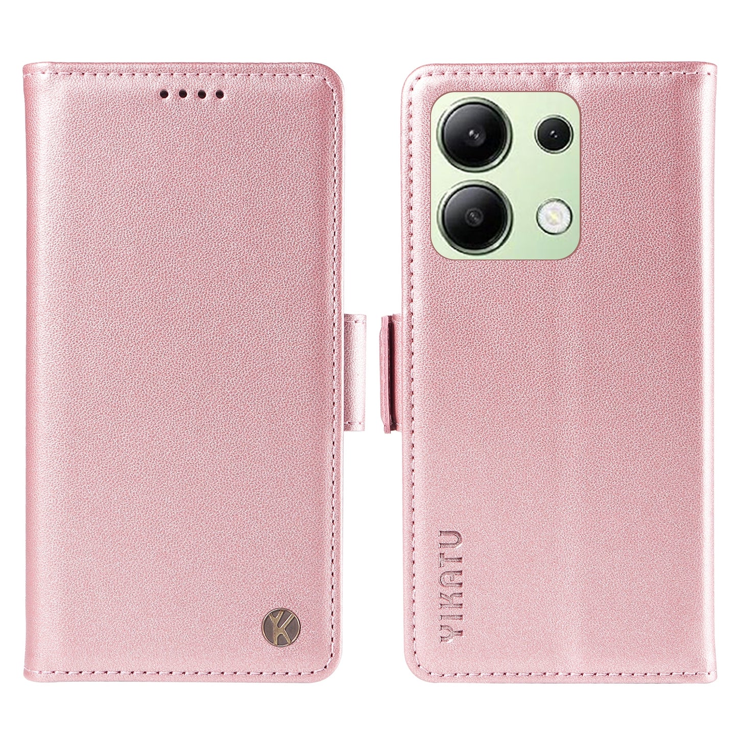 YIKATU YK-003 For Xiaomi Redmi Note 13 4G Leather Wallet Case Side Magnetic Clasp - Rose Gold