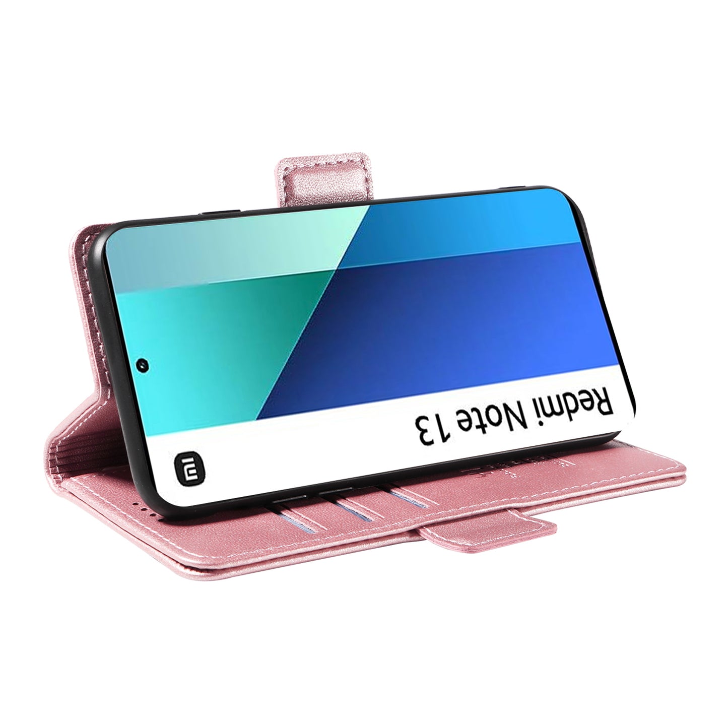 YIKATU YK-003 For Xiaomi Redmi Note 13 4G Leather Wallet Case Side Magnetic Clasp - Rose Gold