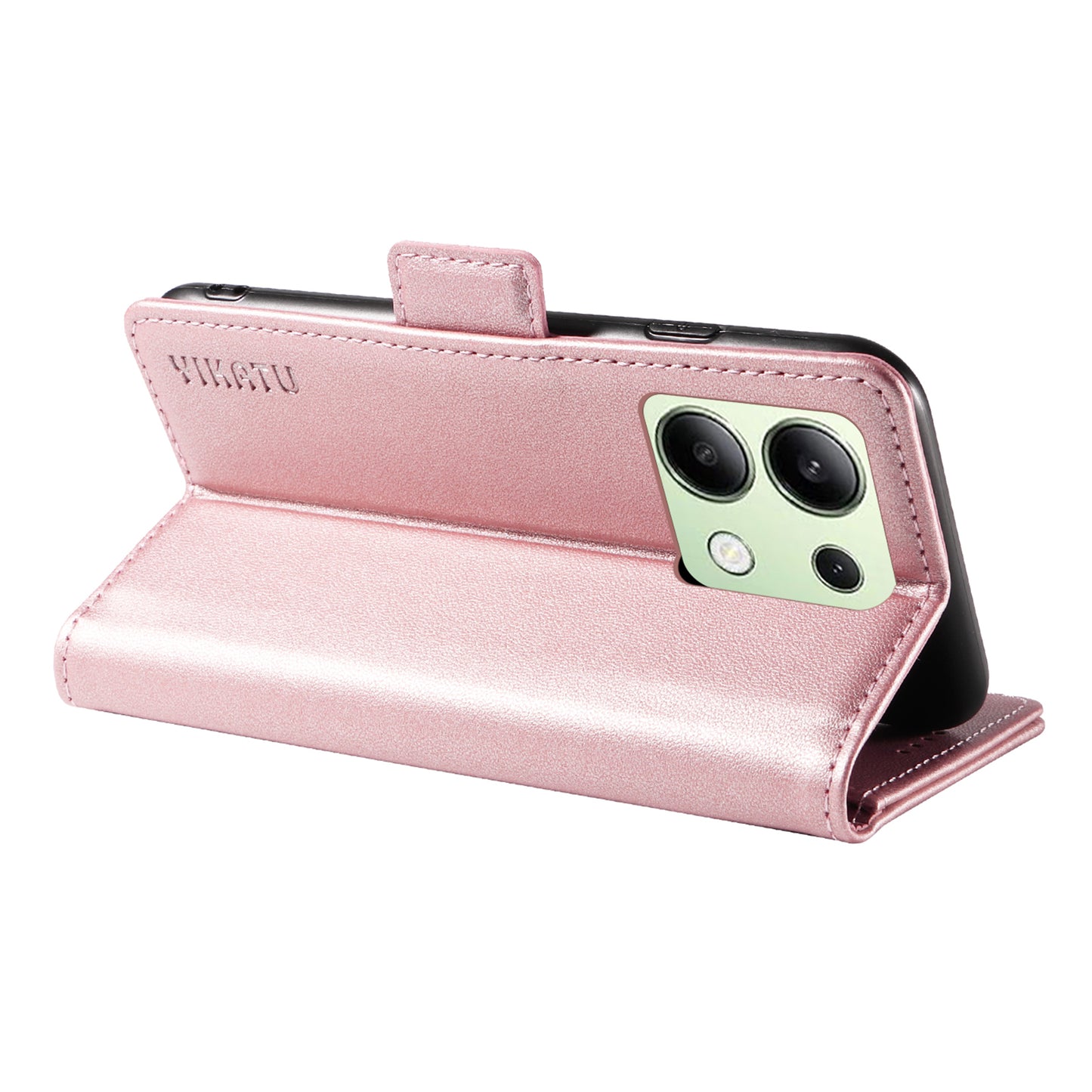 YIKATU YK-003 For Xiaomi Redmi Note 13 4G Leather Wallet Case Side Magnetic Clasp - Rose Gold