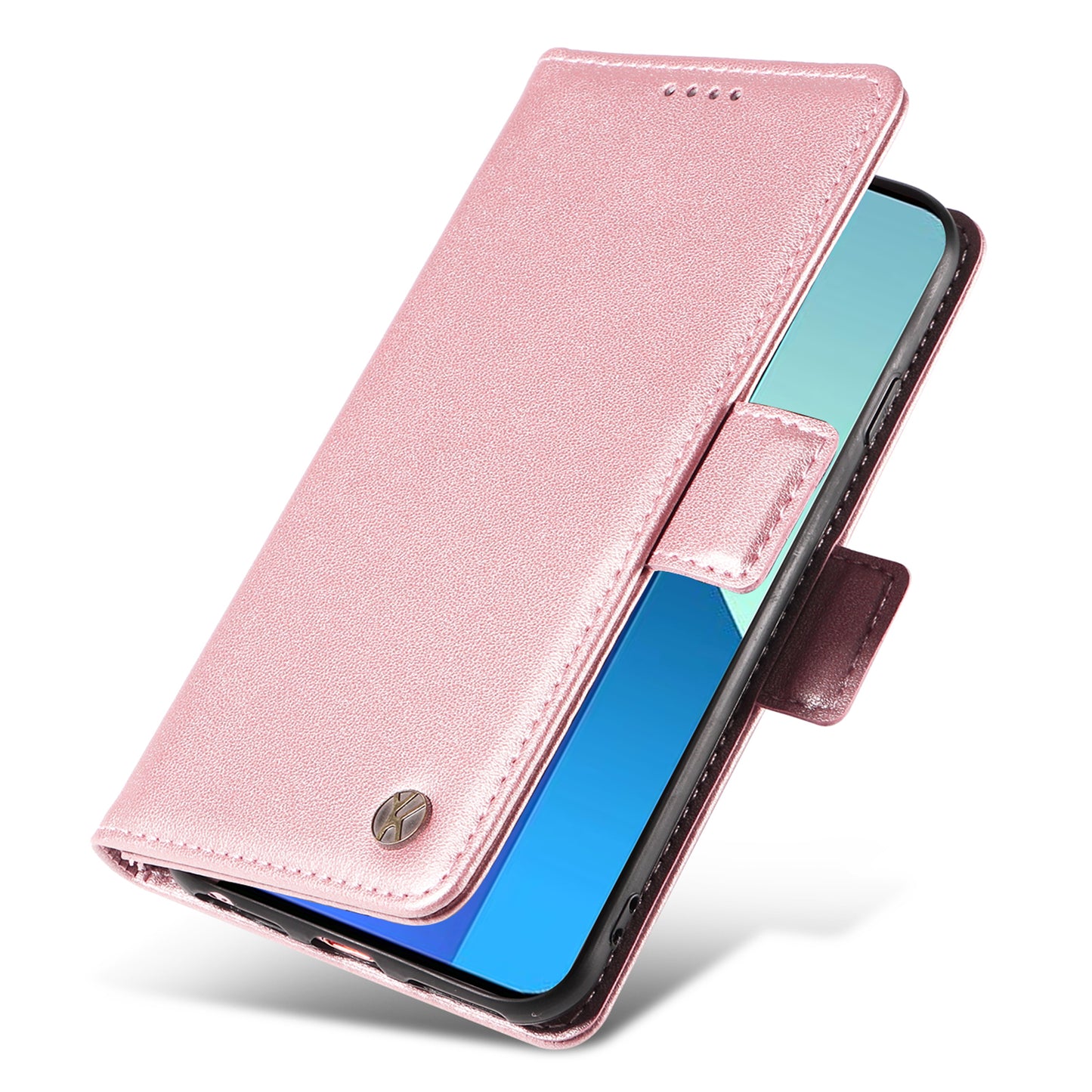 YIKATU YK-003 For Xiaomi Redmi Note 13 4G Leather Wallet Case Side Magnetic Clasp - Rose Gold