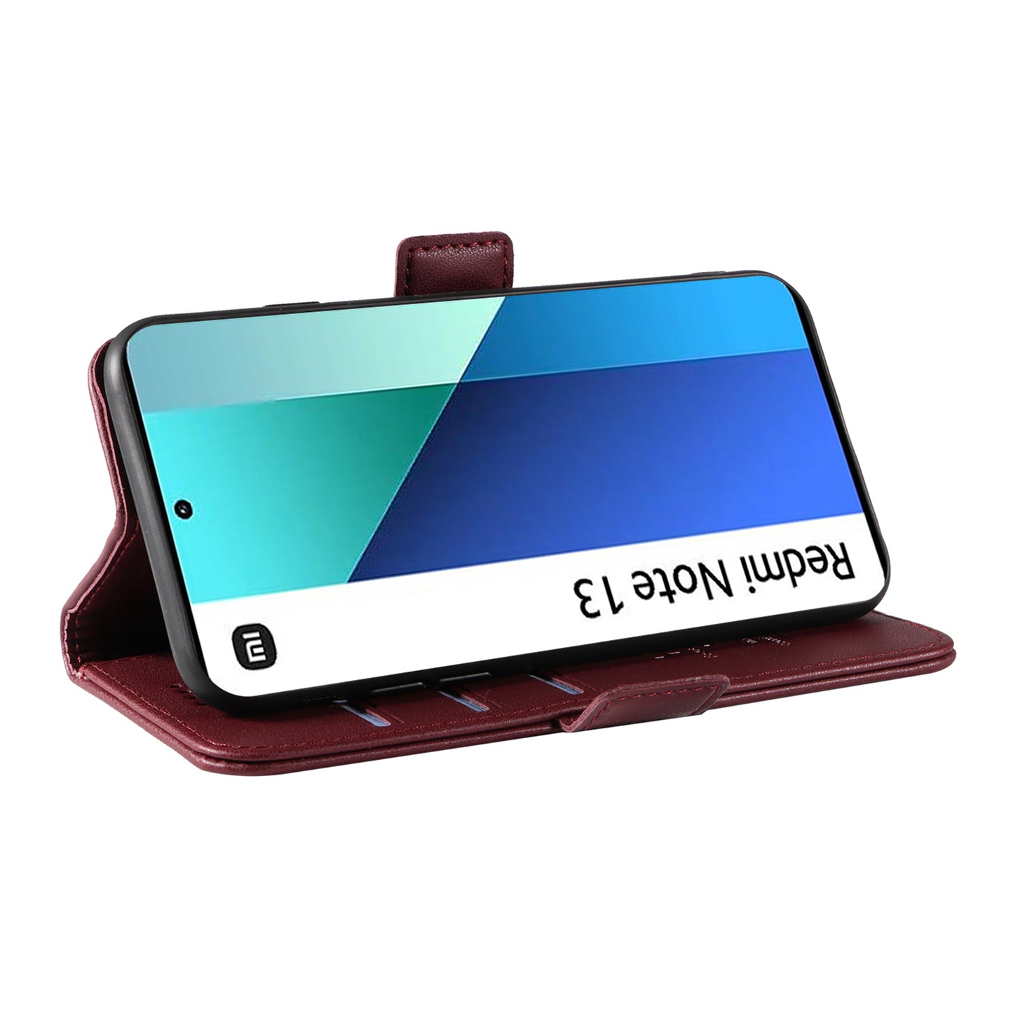 YIKATU YK-003 For Xiaomi Redmi Note 13 4G Leather Wallet Case Side Magnetic Clasp - Wine Red