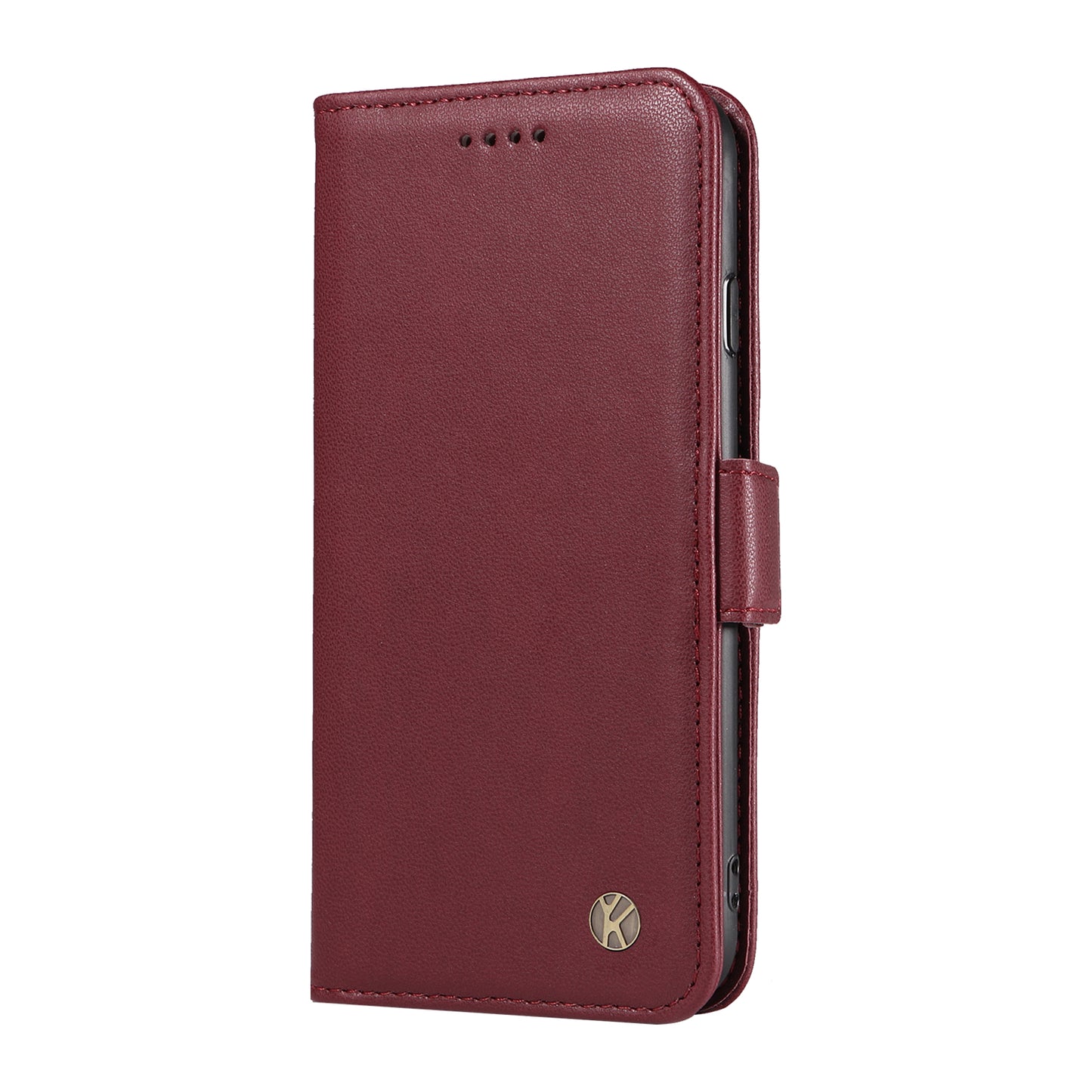 YIKATU YK-003 For Xiaomi Redmi Note 13 4G Leather Wallet Case Side Magnetic Clasp - Wine Red