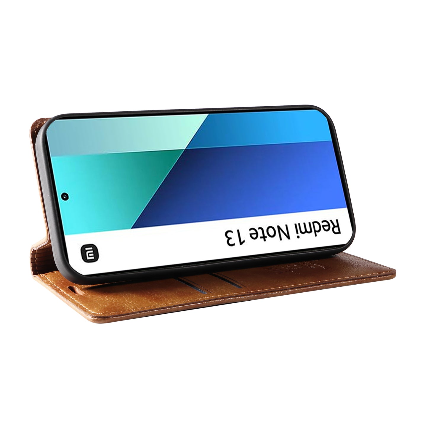 YIKATU YK-006 For Xiaomi Redmi Note 13 4G Leather Case Magnetic Closing Litchi Texture - Brown