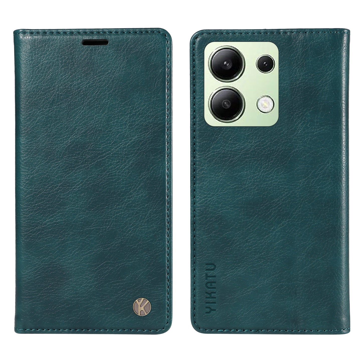 YIKATU YK-006 For Xiaomi Redmi Note 13 4G Leather Case Magnetic Closing Litchi Texture - Blue