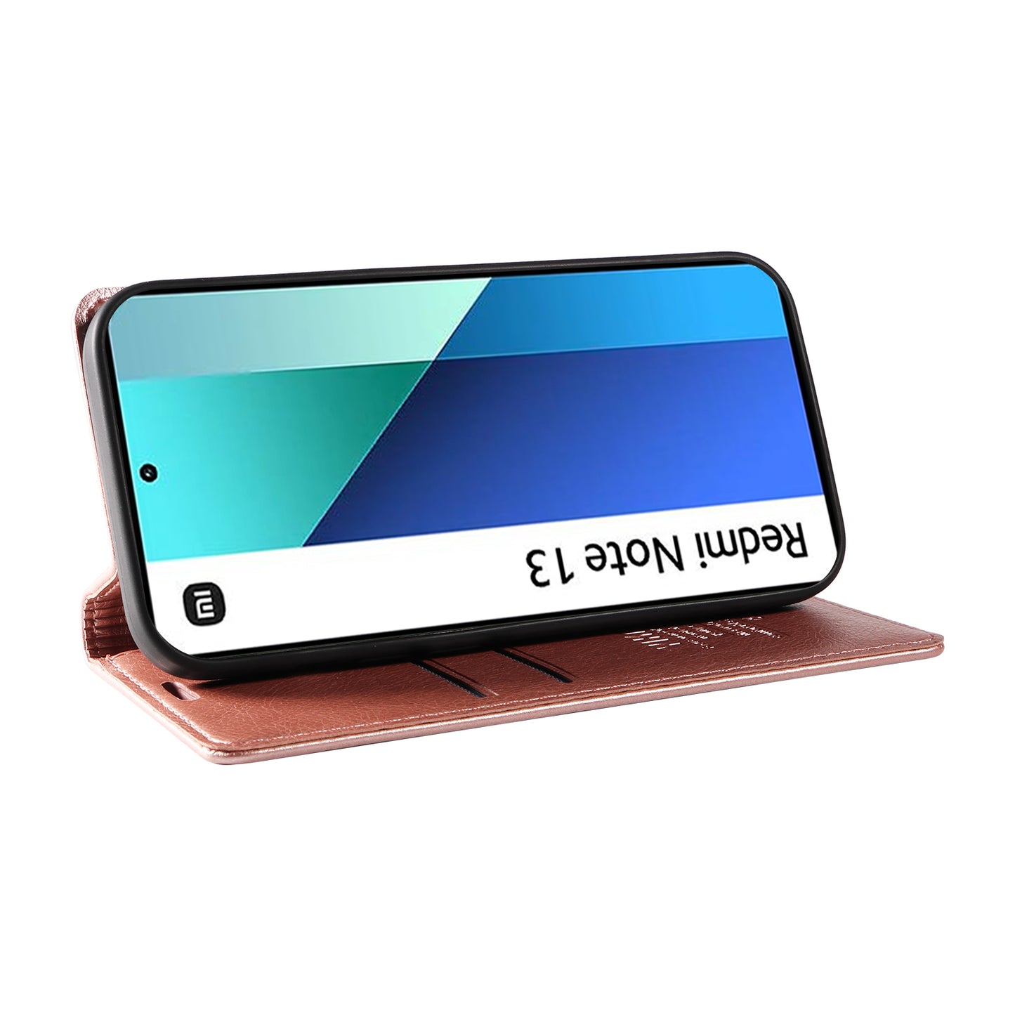 YIKATU YK-006 For Xiaomi Redmi Note 13 4G Leather Case Magnetic Closing Litchi Texture - Rose Gold