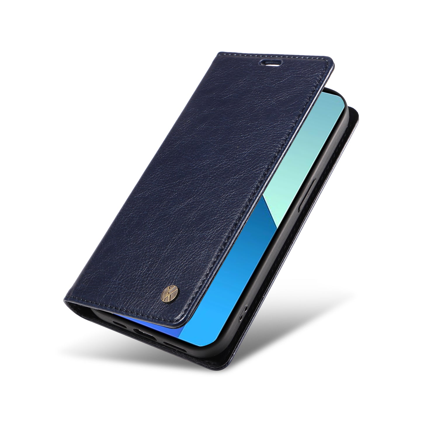 YIKATU YK-006 For Xiaomi Redmi Note 13 4G Leather Case Magnetic Closing Litchi Texture - Navy Blue