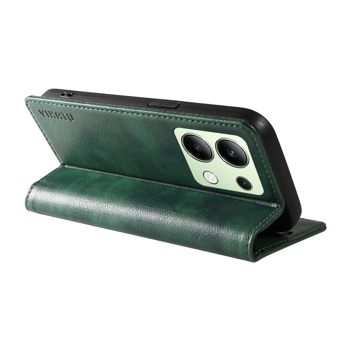 YIKATU YK-006 For Xiaomi Redmi Note 13 4G Leather Case Magnetic Closing Litchi Texture - Green