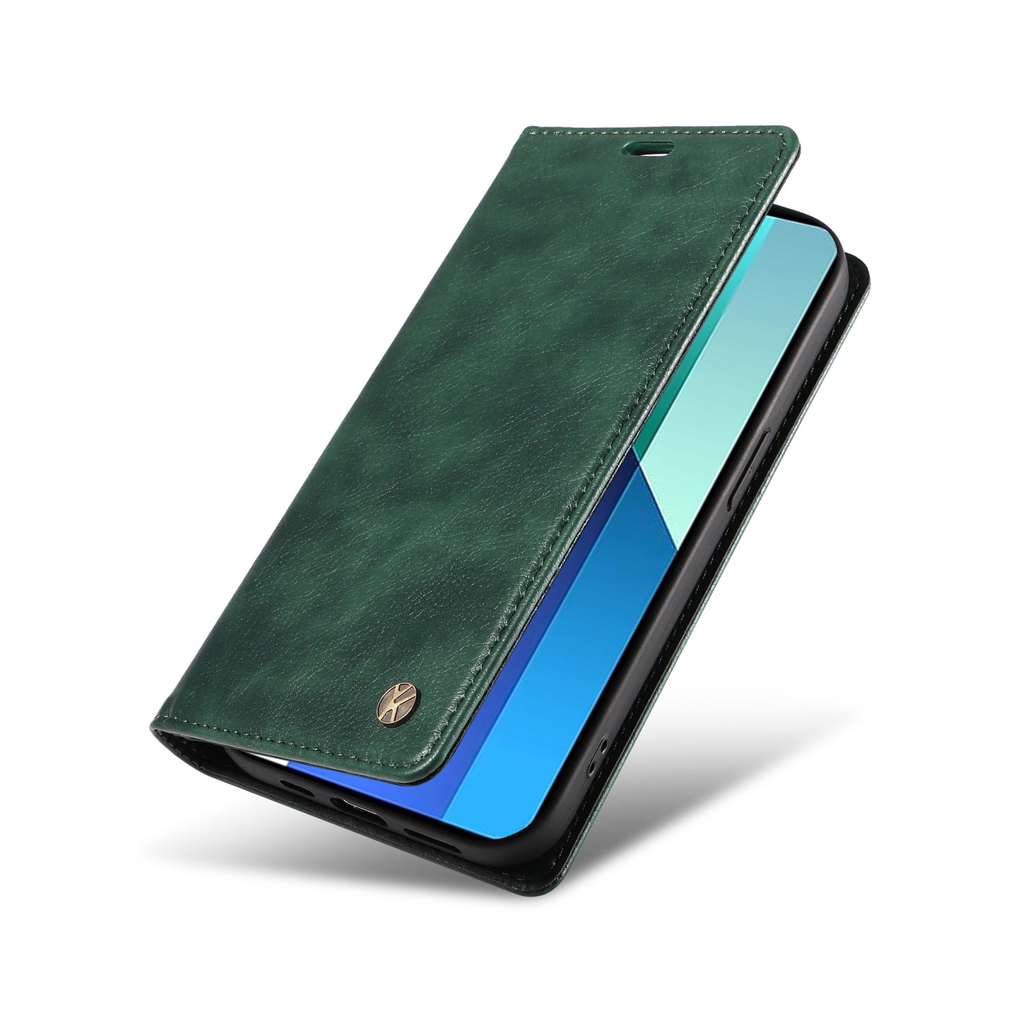 YIKATU YK-006 For Xiaomi Redmi Note 13 4G Leather Case Magnetic Closing Litchi Texture - Green