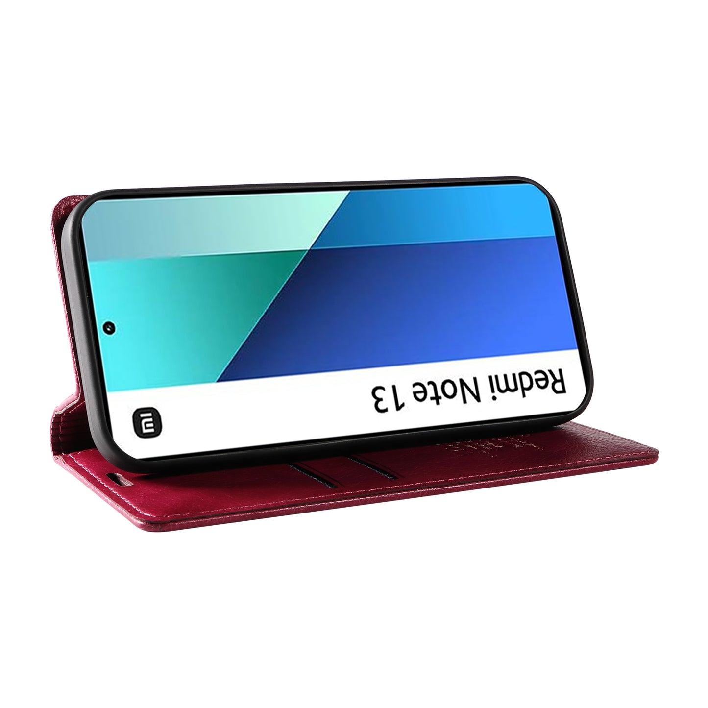 YIKATU YK-006 For Xiaomi Redmi Note 13 4G Leather Case Magnetic Closing Litchi Texture - Wine Red