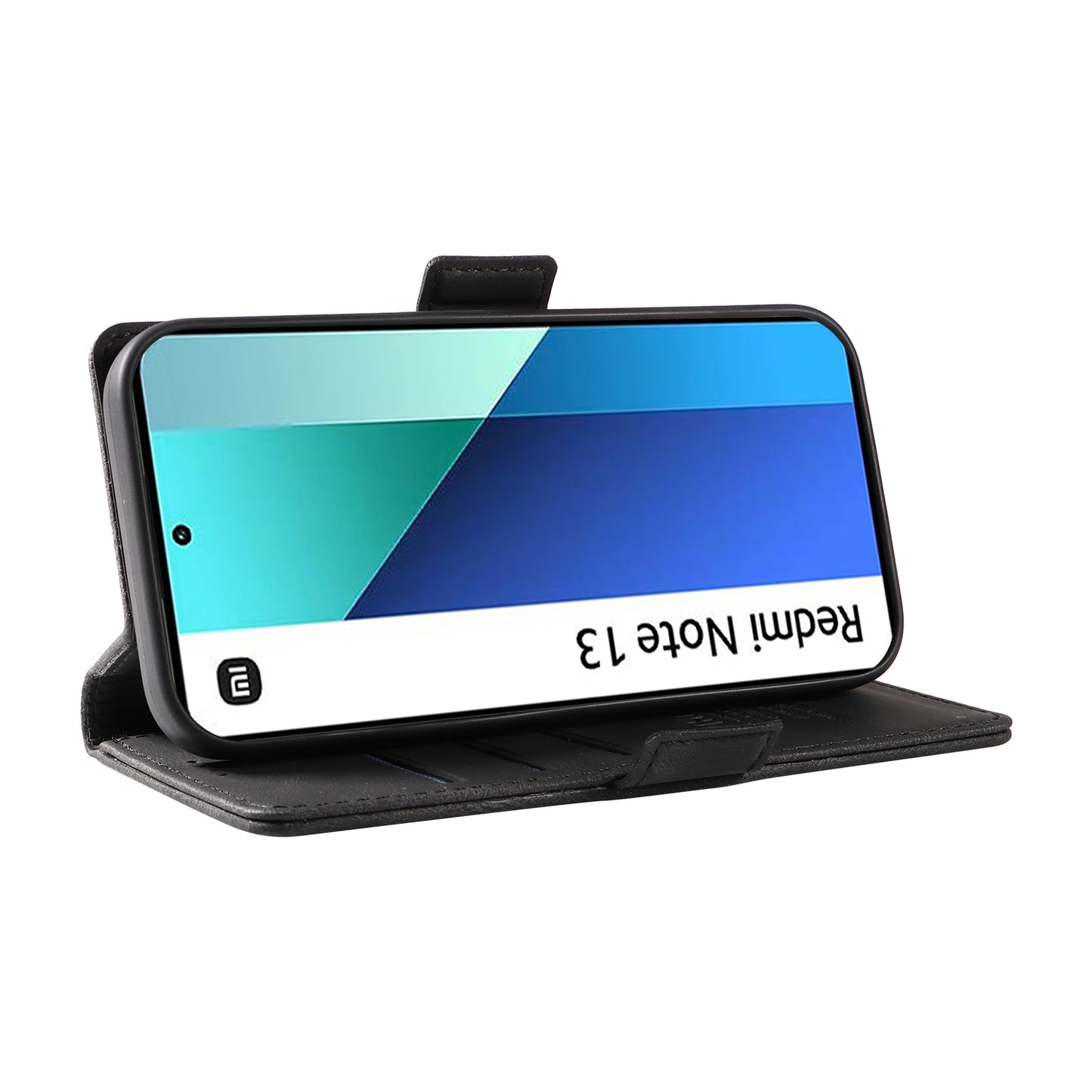 YIKATU YK-005 For Xiaomi Redmi Note 13 4G Wallet Cover Skin-touch Leather Phone Case - Black