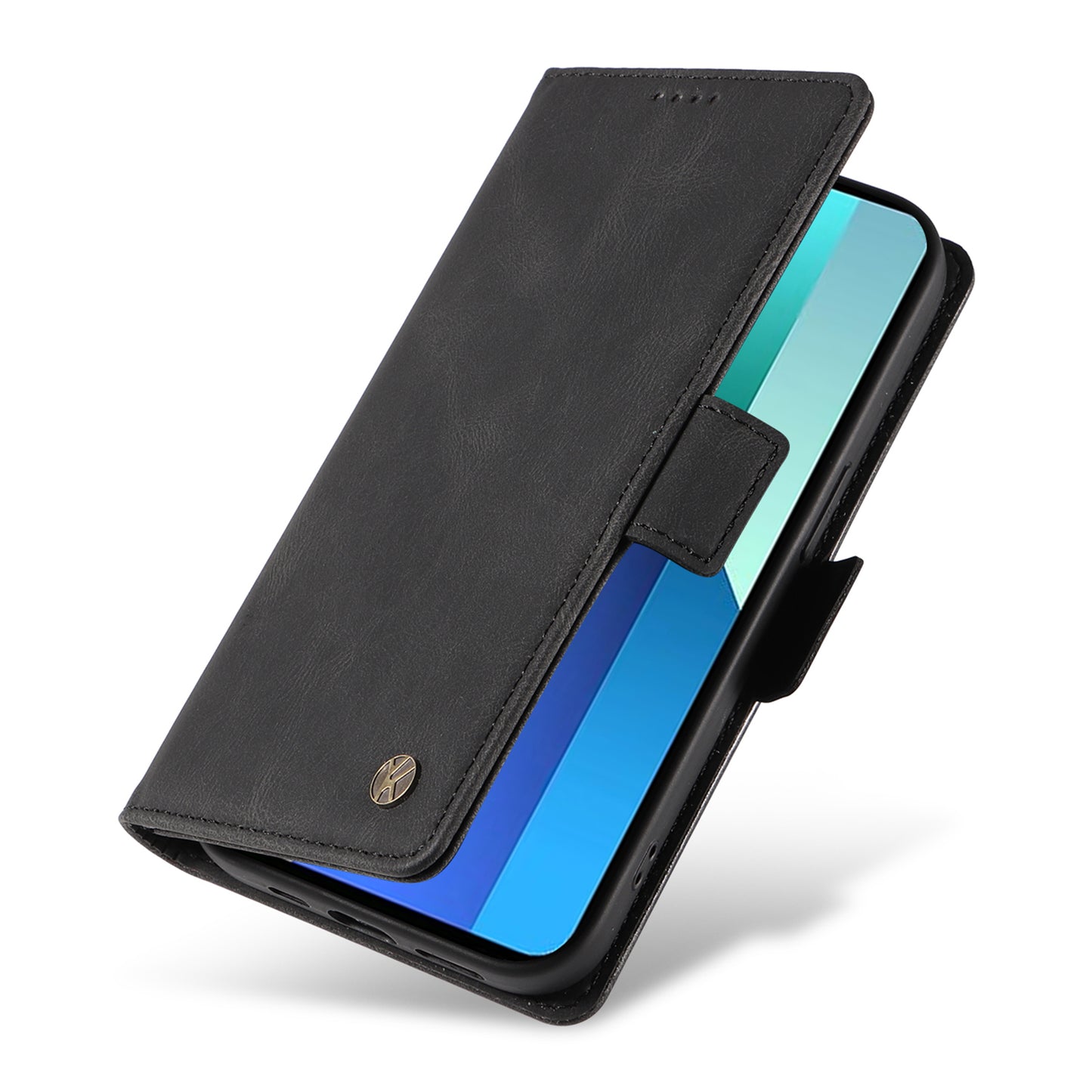YIKATU YK-005 For Xiaomi Redmi Note 13 4G Wallet Cover Skin-touch Leather Phone Case - Black