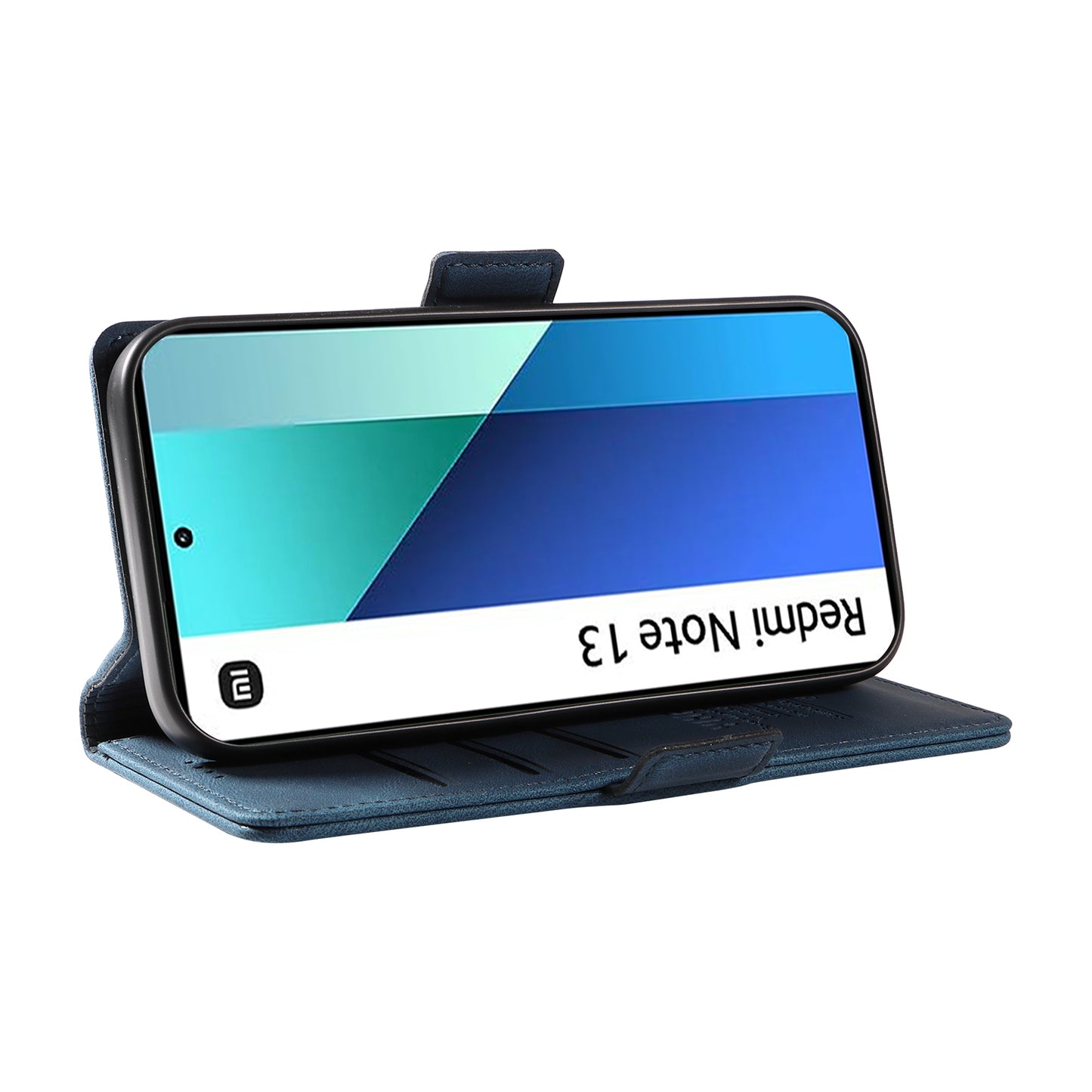 YIKATU YK-005 For Xiaomi Redmi Note 13 4G Wallet Cover Skin-touch Leather Phone Case - Blue