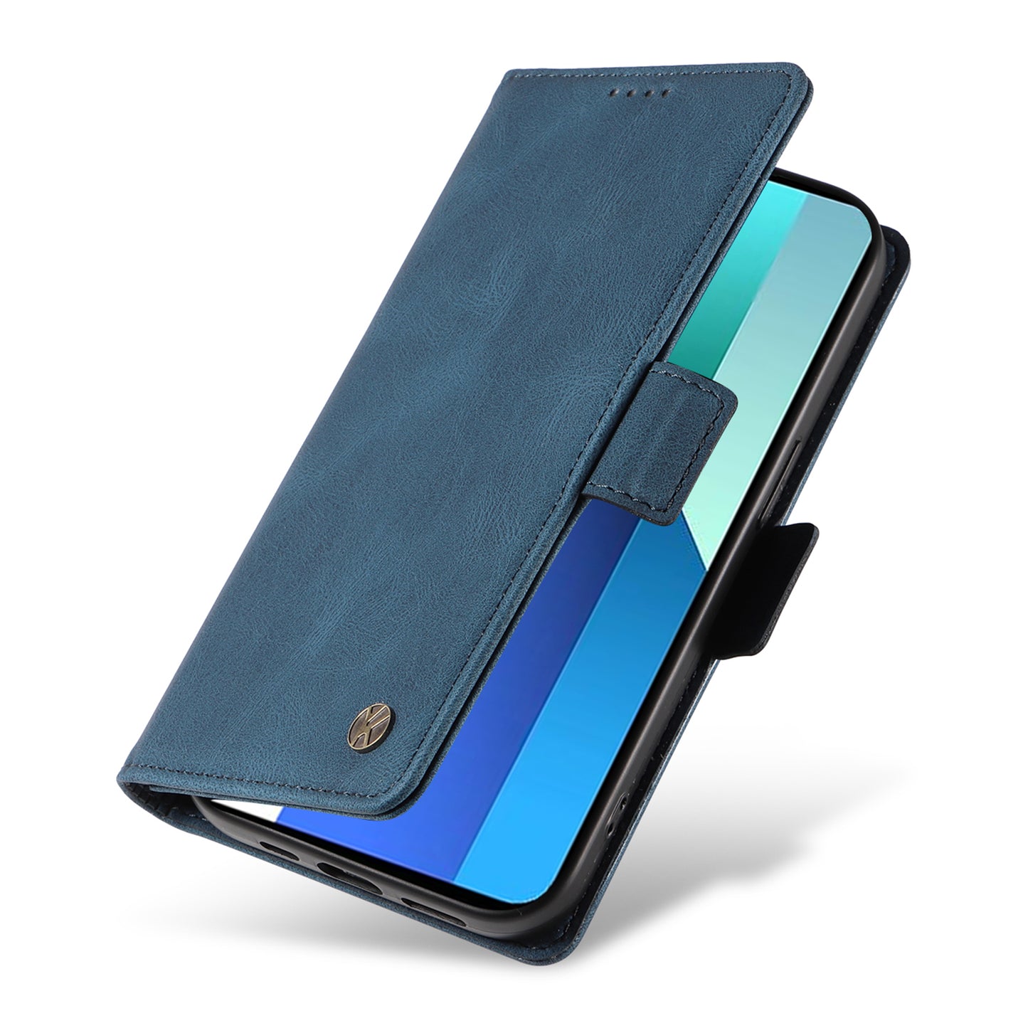 YIKATU YK-005 For Xiaomi Redmi Note 13 4G Wallet Cover Skin-touch Leather Phone Case - Blue