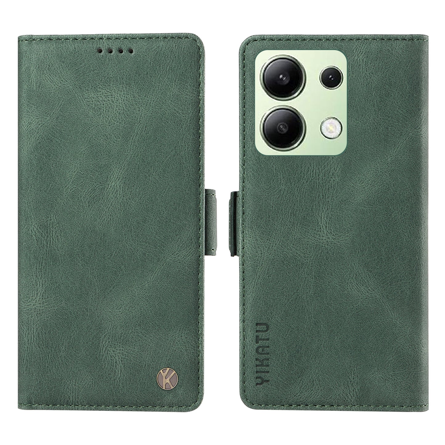 YIKATU YK-005 For Xiaomi Redmi Note 13 4G Wallet Cover Skin-touch Leather Phone Case - Green