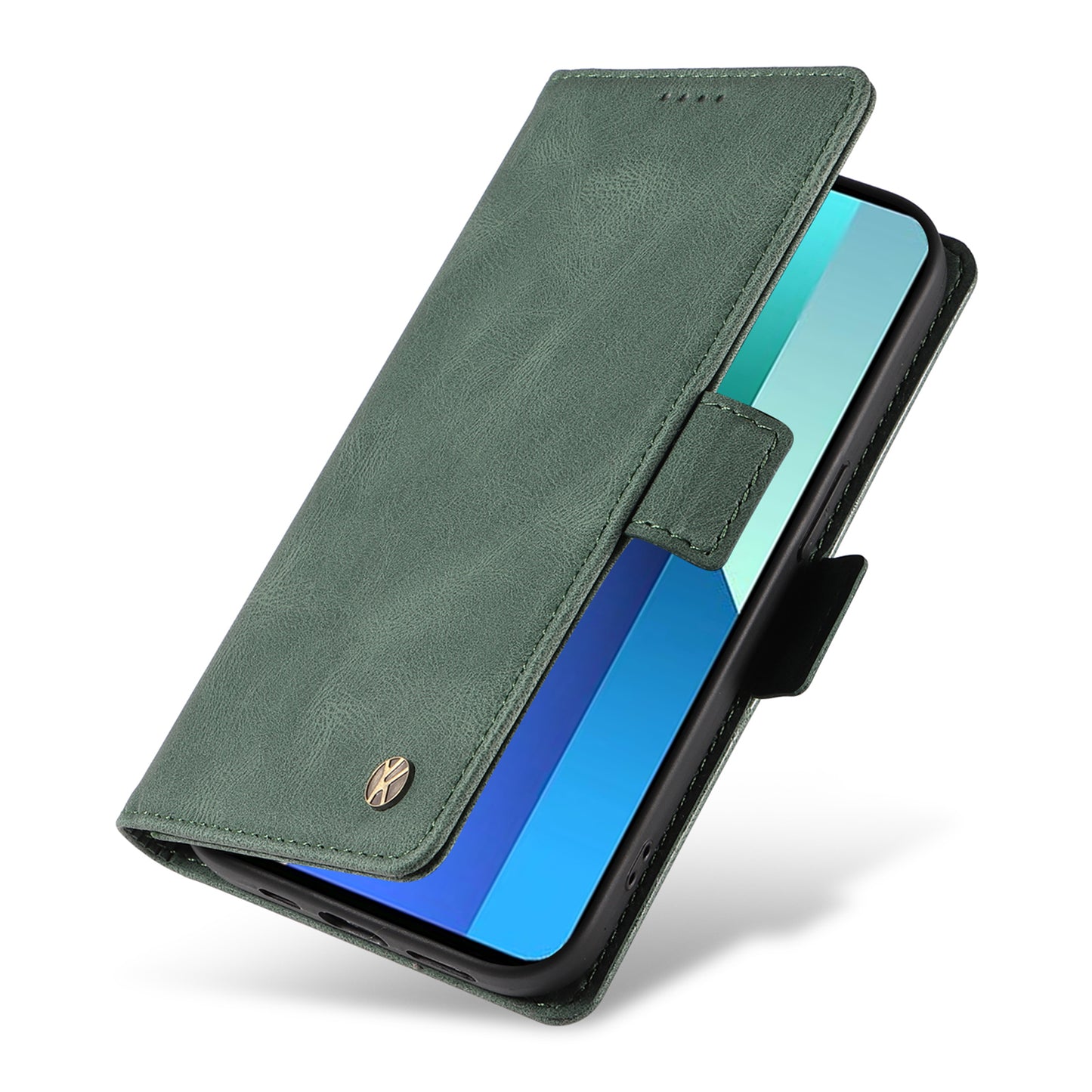 YIKATU YK-005 For Xiaomi Redmi Note 13 4G Wallet Cover Skin-touch Leather Phone Case - Green