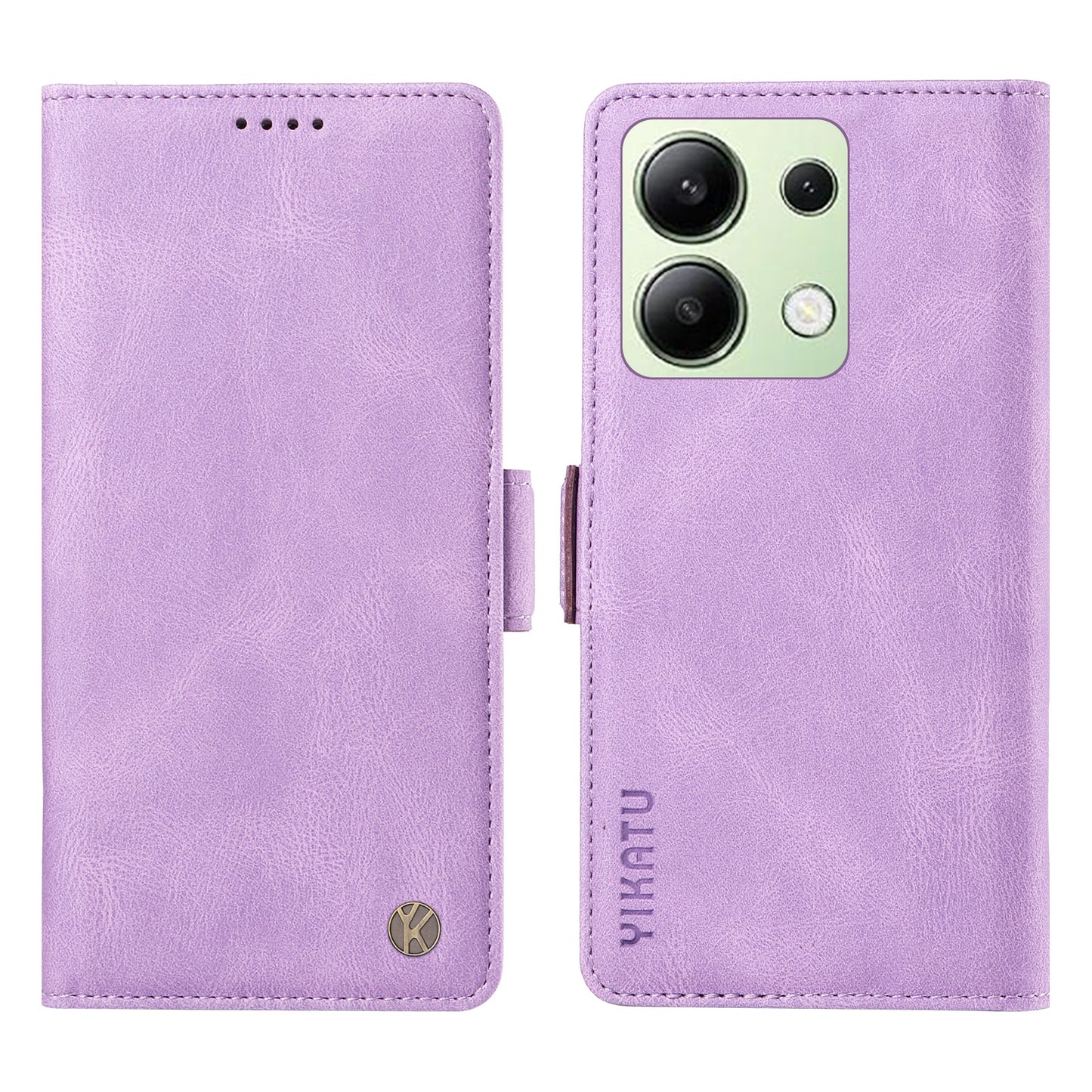 YIKATU YK-005 For Xiaomi Redmi Note 13 4G Wallet Cover Skin-touch Leather Phone Case - Purple