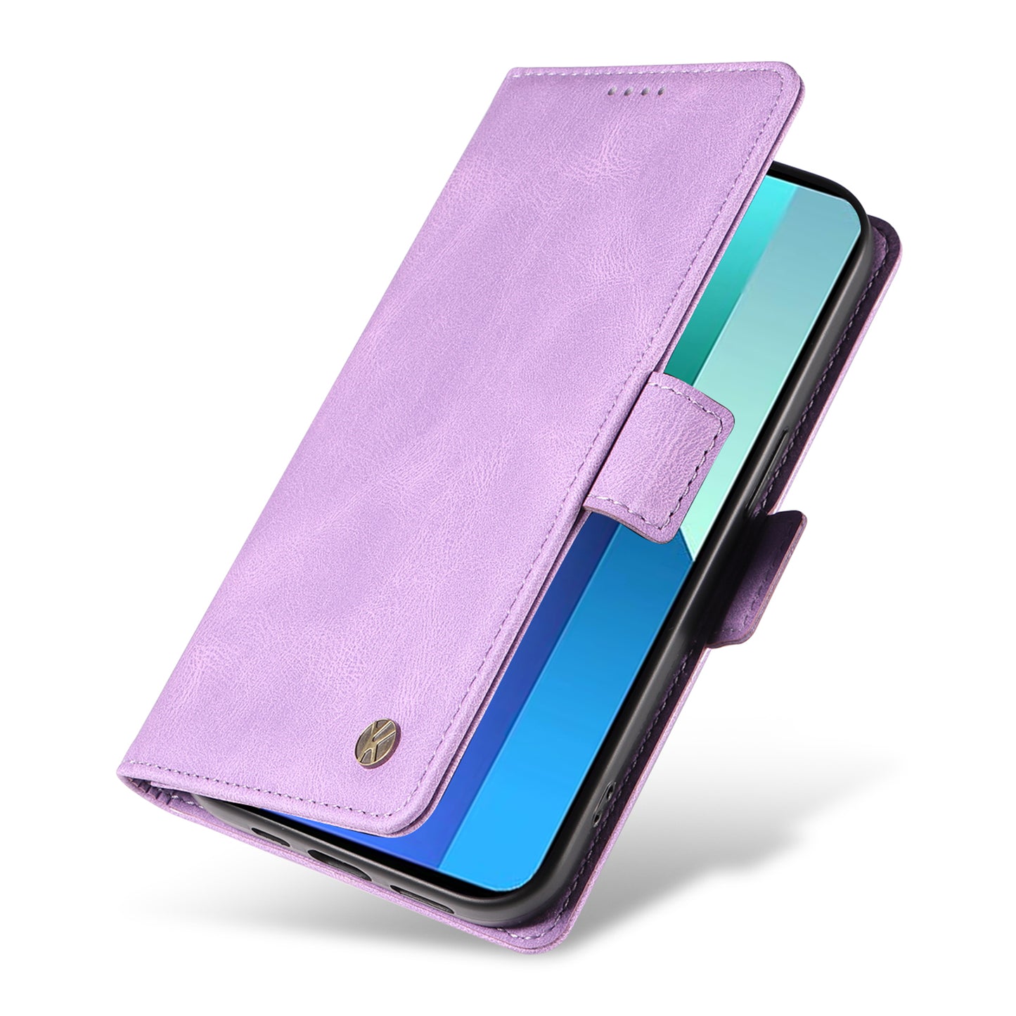YIKATU YK-005 For Xiaomi Redmi Note 13 4G Wallet Cover Skin-touch Leather Phone Case - Purple