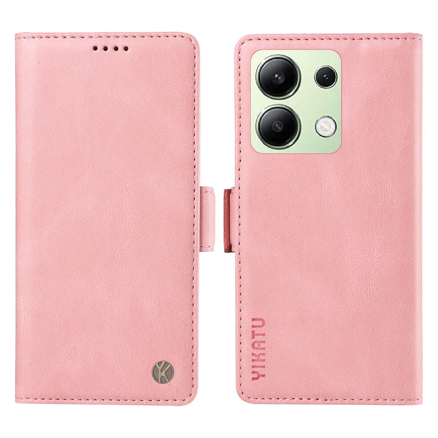 YIKATU YK-005 For Xiaomi Redmi Note 13 4G Wallet Cover Skin-touch Leather Phone Case - Pink