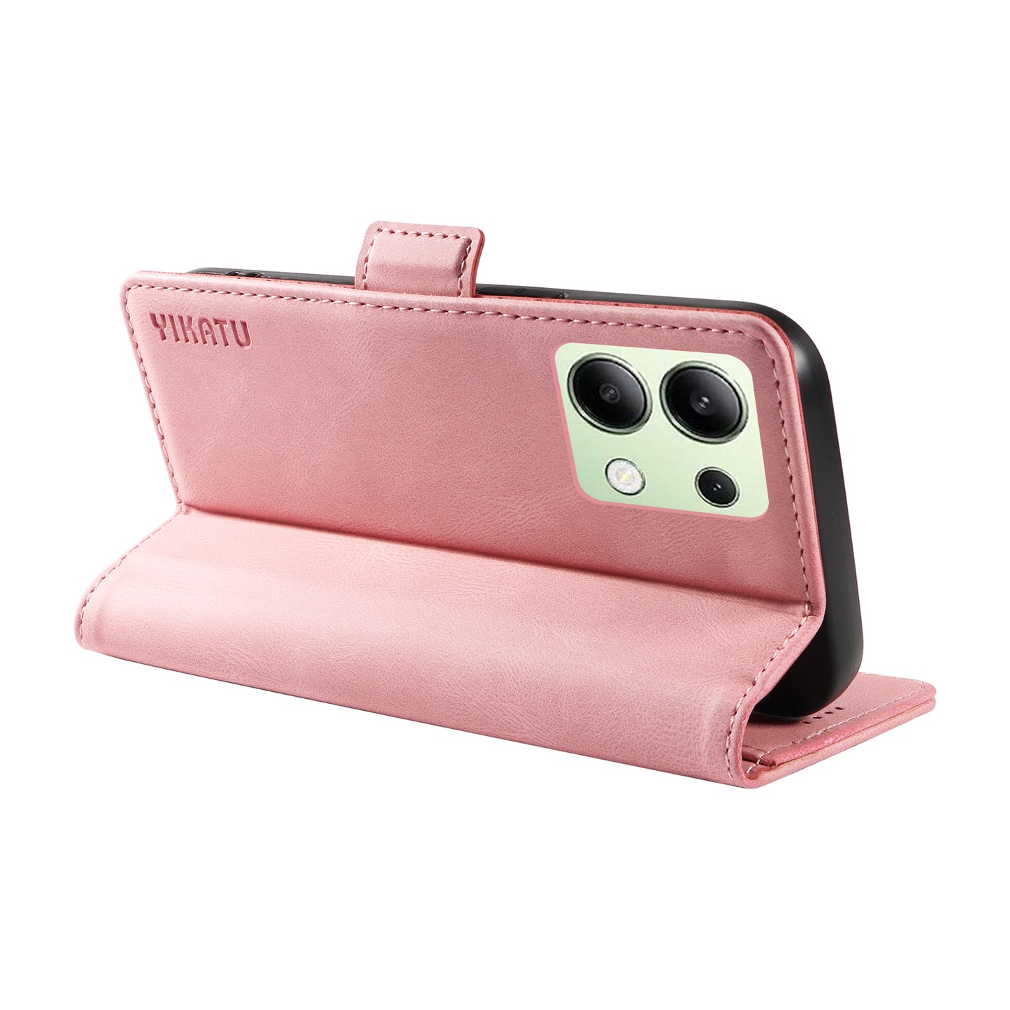 YIKATU YK-005 For Xiaomi Redmi Note 13 4G Wallet Cover Skin-touch Leather Phone Case - Pink