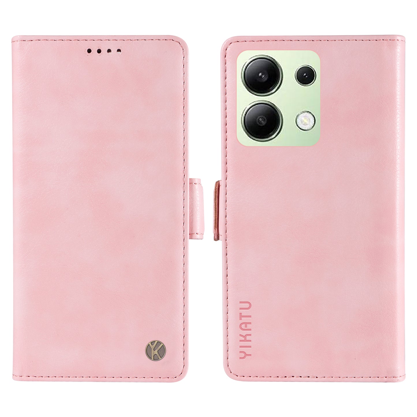 YIKATU YK-007 For Xiaomi Redmi Note 13 4G Leather Case Litchi Texture Cover Phone Wallet - Pink