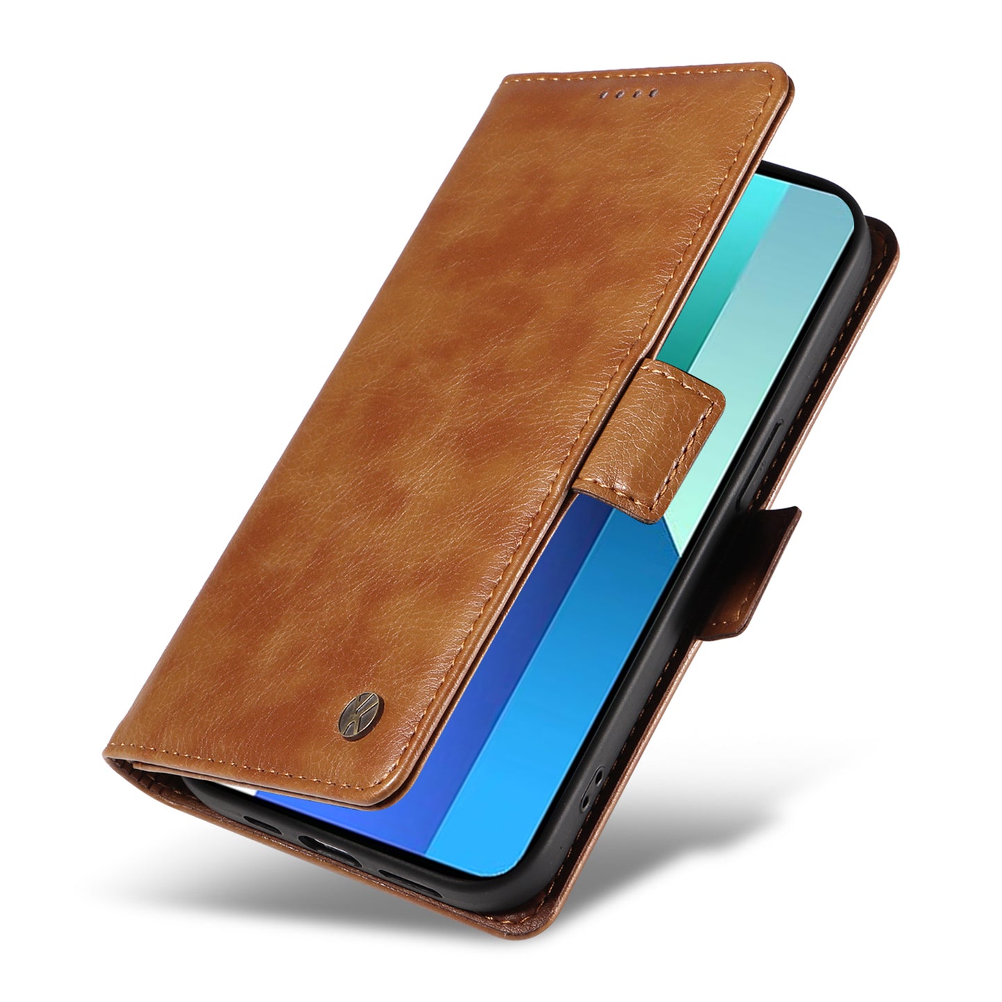 YIKATU YK-007 For Xiaomi Redmi Note 13 4G Leather Case Litchi Texture Cover Phone Wallet - Brown