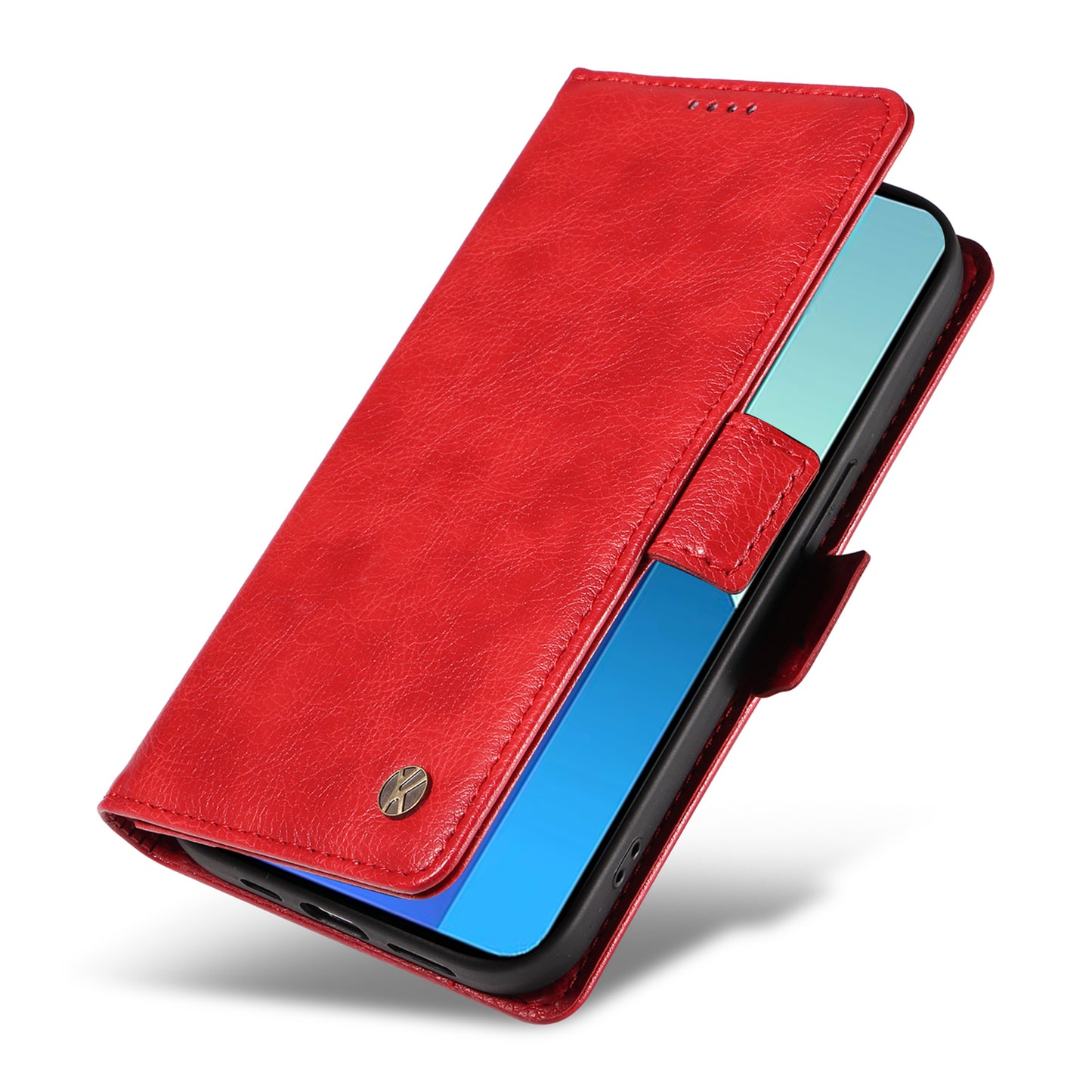 YIKATU YK-007 For Xiaomi Redmi Note 13 4G Leather Case Litchi Texture Cover Phone Wallet - Red