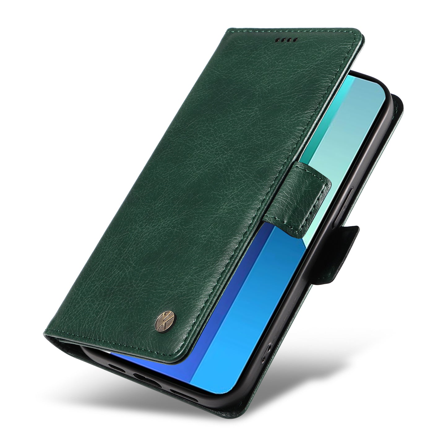 YIKATU YK-007 For Xiaomi Redmi Note 13 4G Leather Case Litchi Texture Cover Phone Wallet - Green