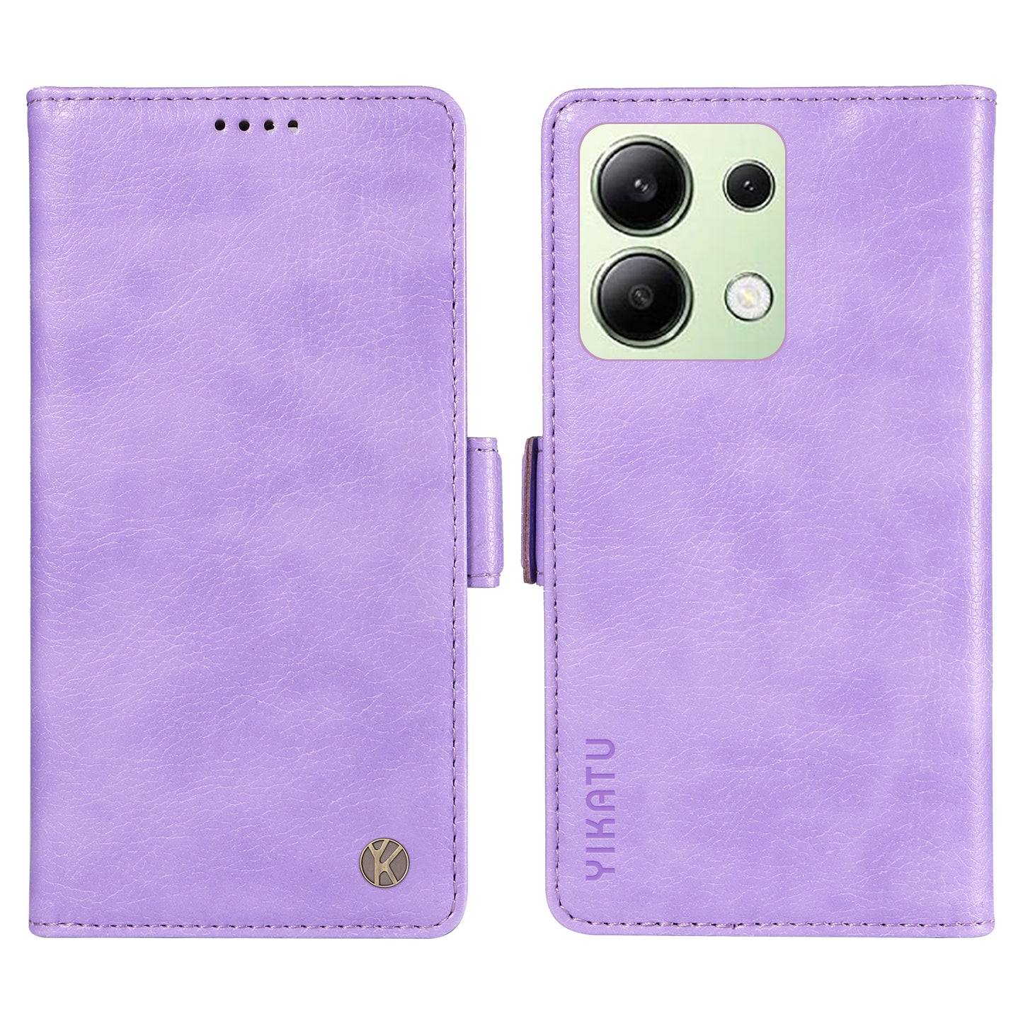 YIKATU YK-007 For Xiaomi Redmi Note 13 4G Leather Case Litchi Texture Cover Phone Wallet - Purple