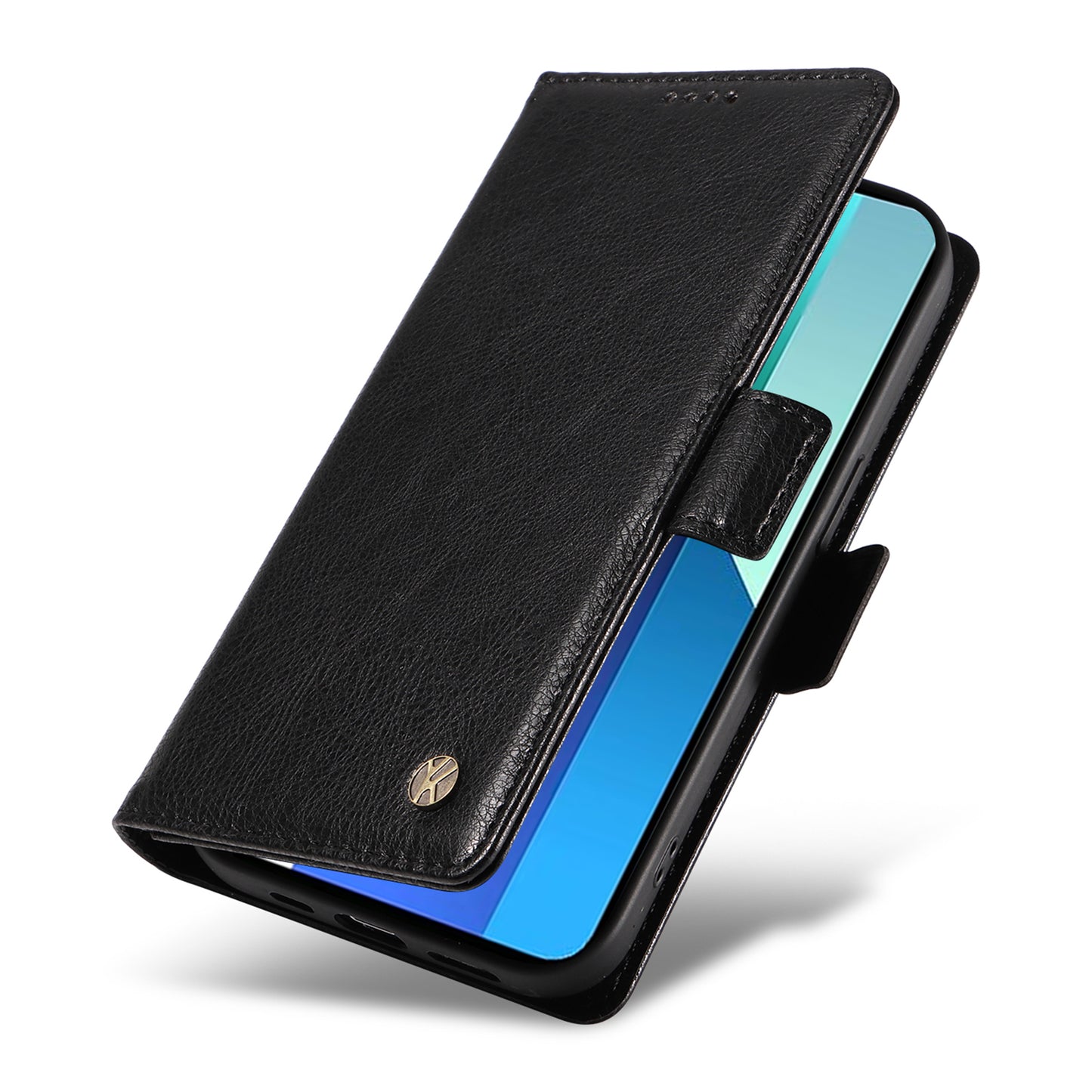 YIKATU YK-007 For Xiaomi Redmi Note 13 4G Leather Case Litchi Texture Cover Phone Wallet - Black