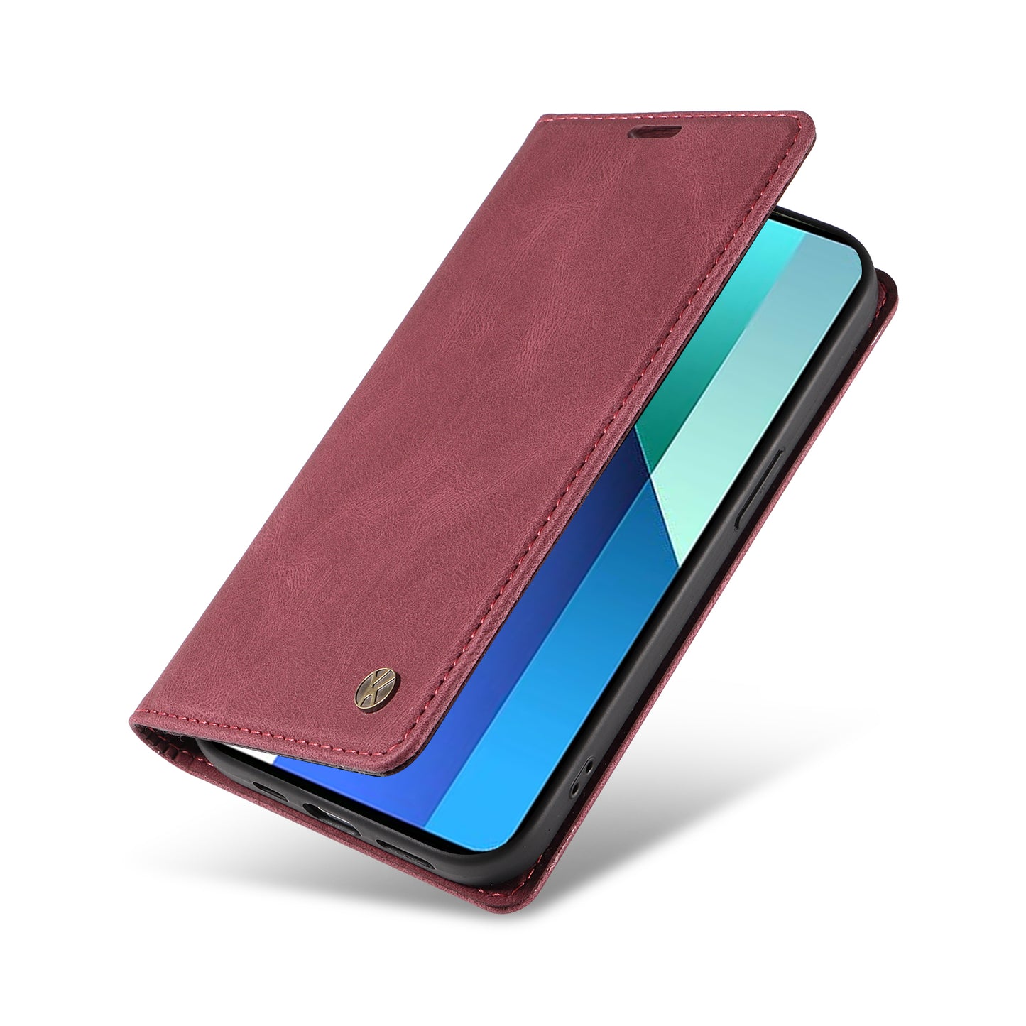 YIKATU YK-004 For Xiaomi Redmi Note 13 4G Leather Case Wallet Magnetic Closing - Wine Red