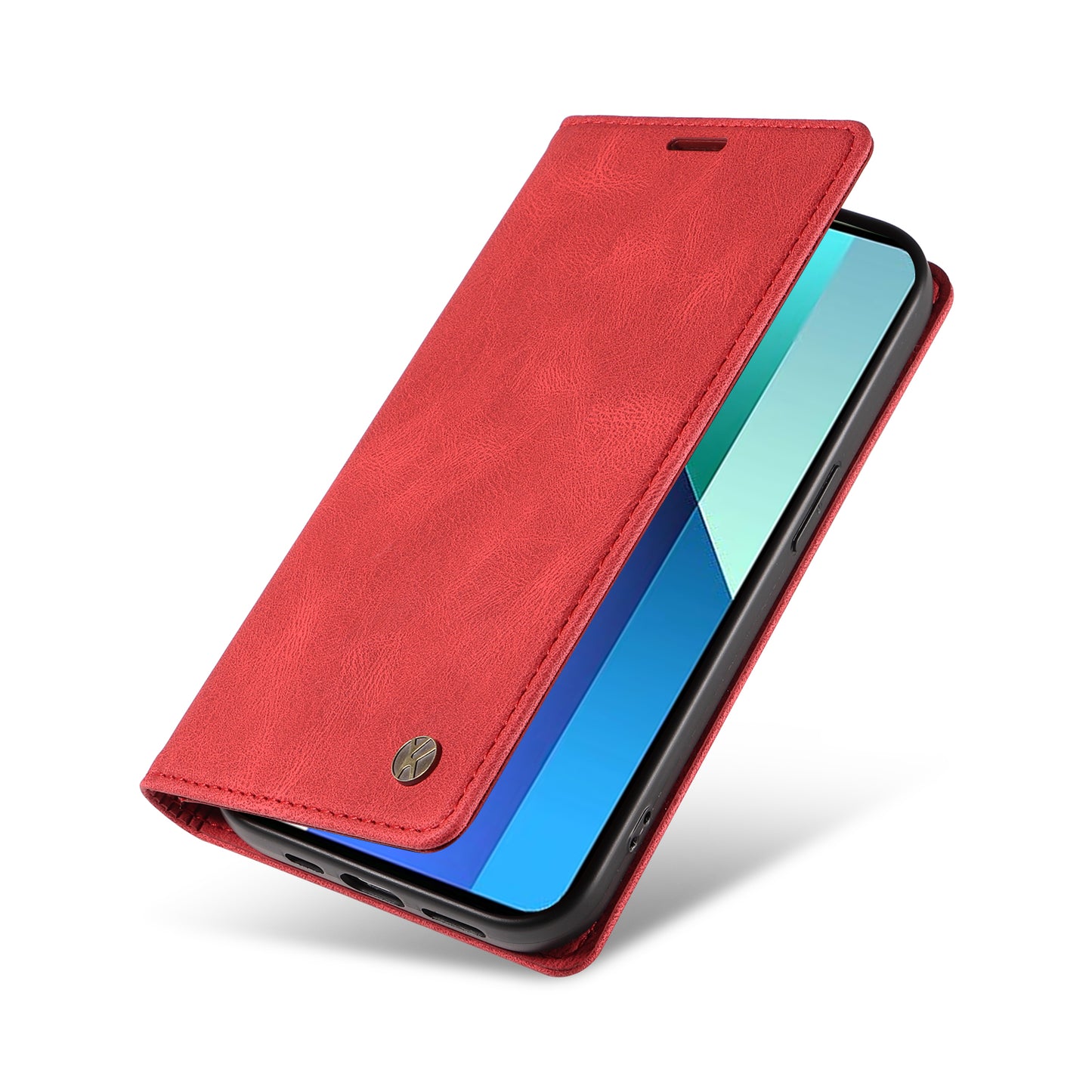 YIKATU YK-004 For Xiaomi Redmi Note 13 4G Leather Case Wallet Magnetic Closing - Red