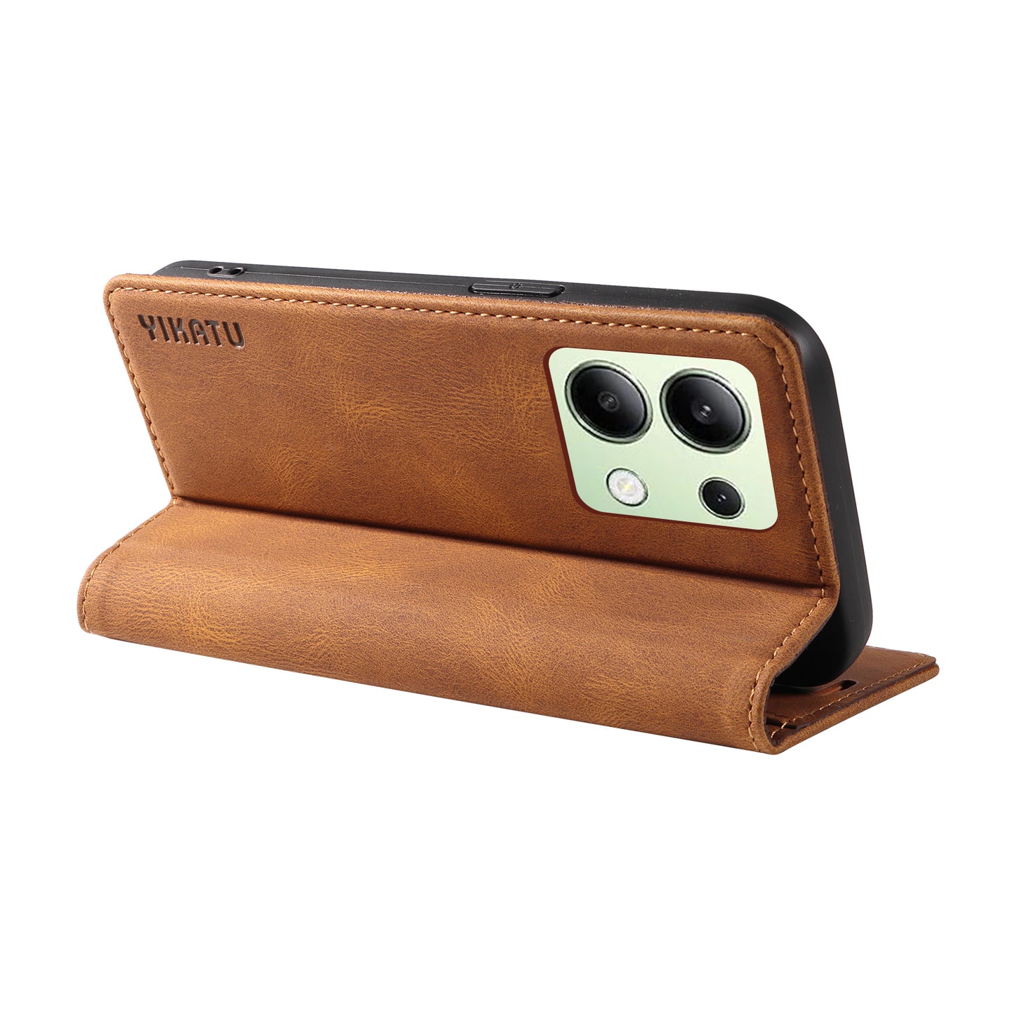 YIKATU YK-004 For Xiaomi Redmi Note 13 4G Leather Case Wallet Magnetic Closing - Brown