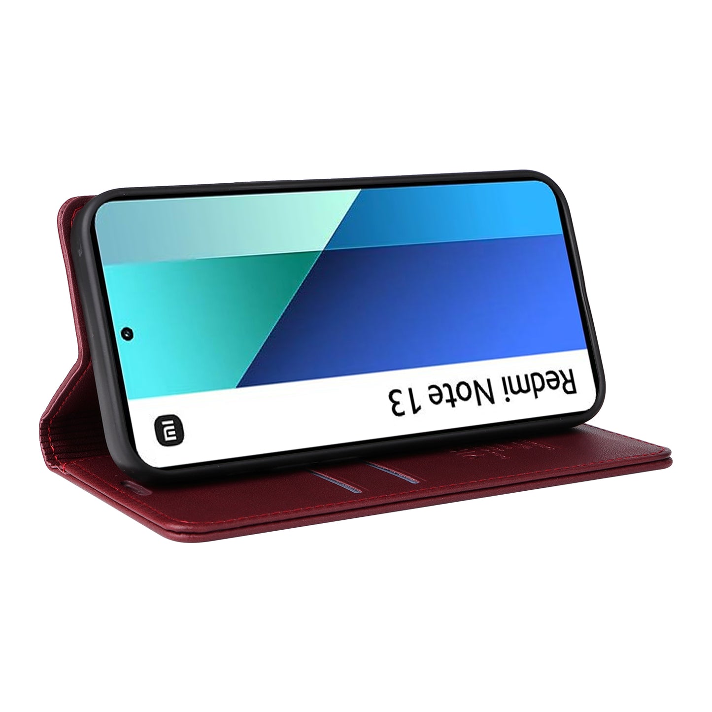YIKATU YK-001 For Xiaomi Redmi Note 13 4G Case Wallet Phone Cover Magnetic Closing - Wine Red
