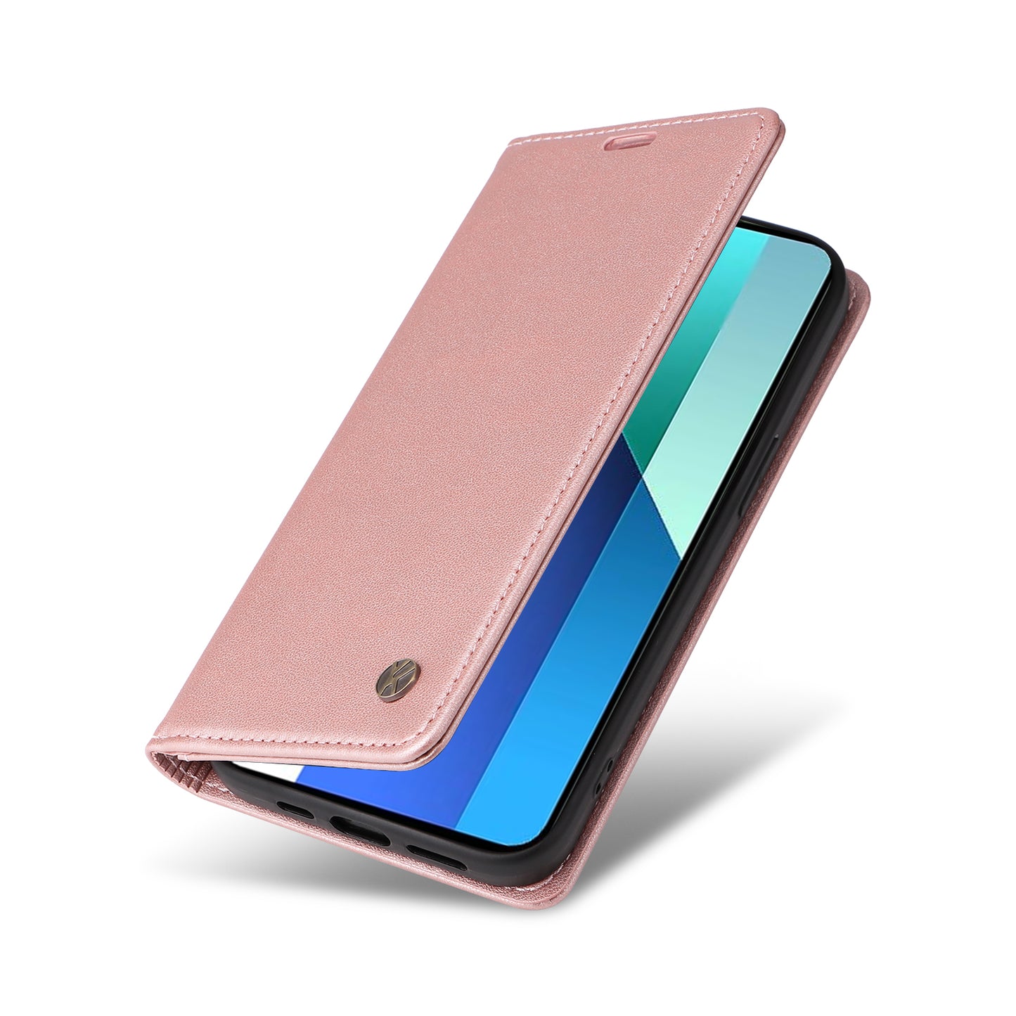 YIKATU YK-001 For Xiaomi Redmi Note 13 4G Case Wallet Phone Cover Magnetic Closing - Rose Gold