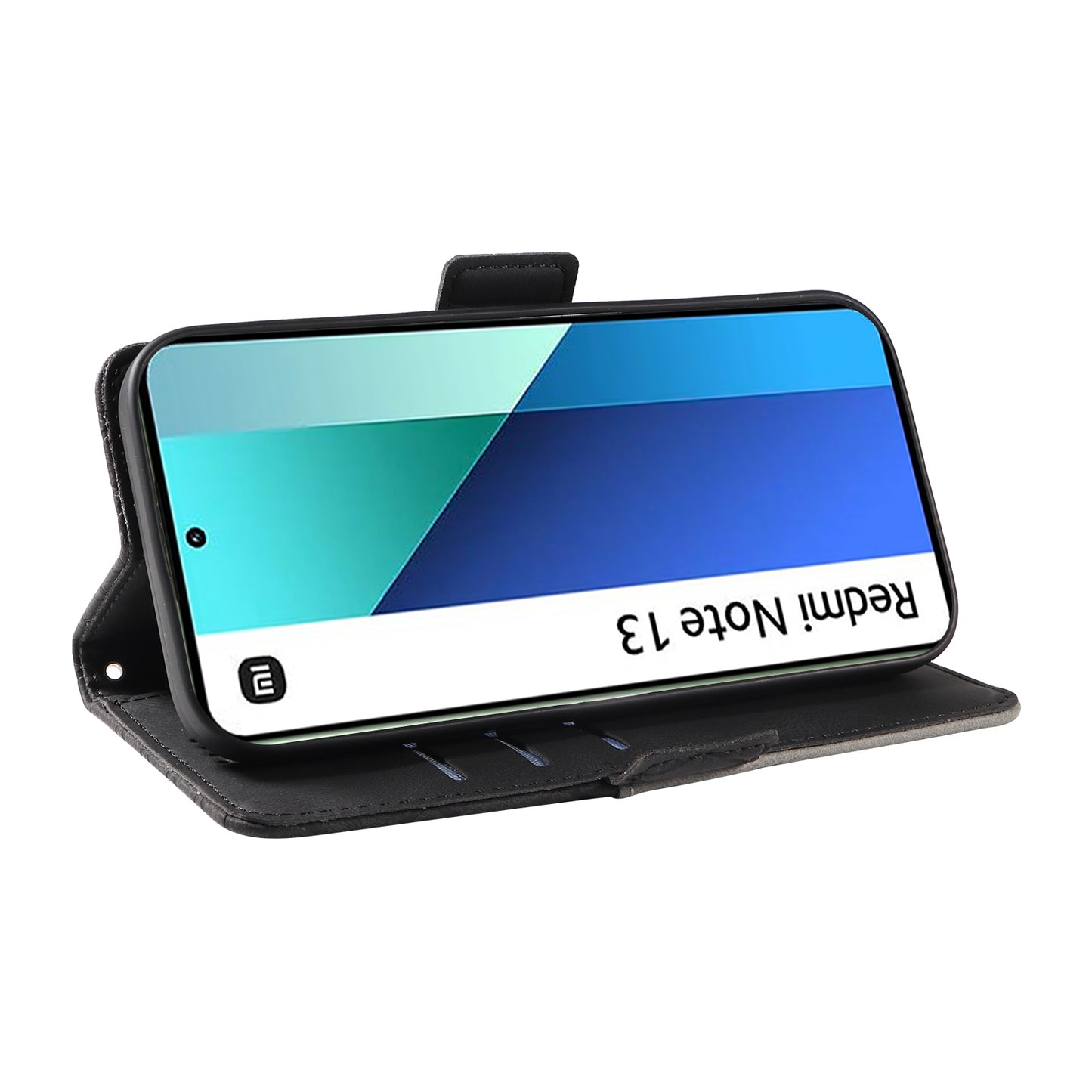 For Xiaomi Redmi Note 13 4G Leather Case Wallet Phone Cover Rhombus Pattern - Black