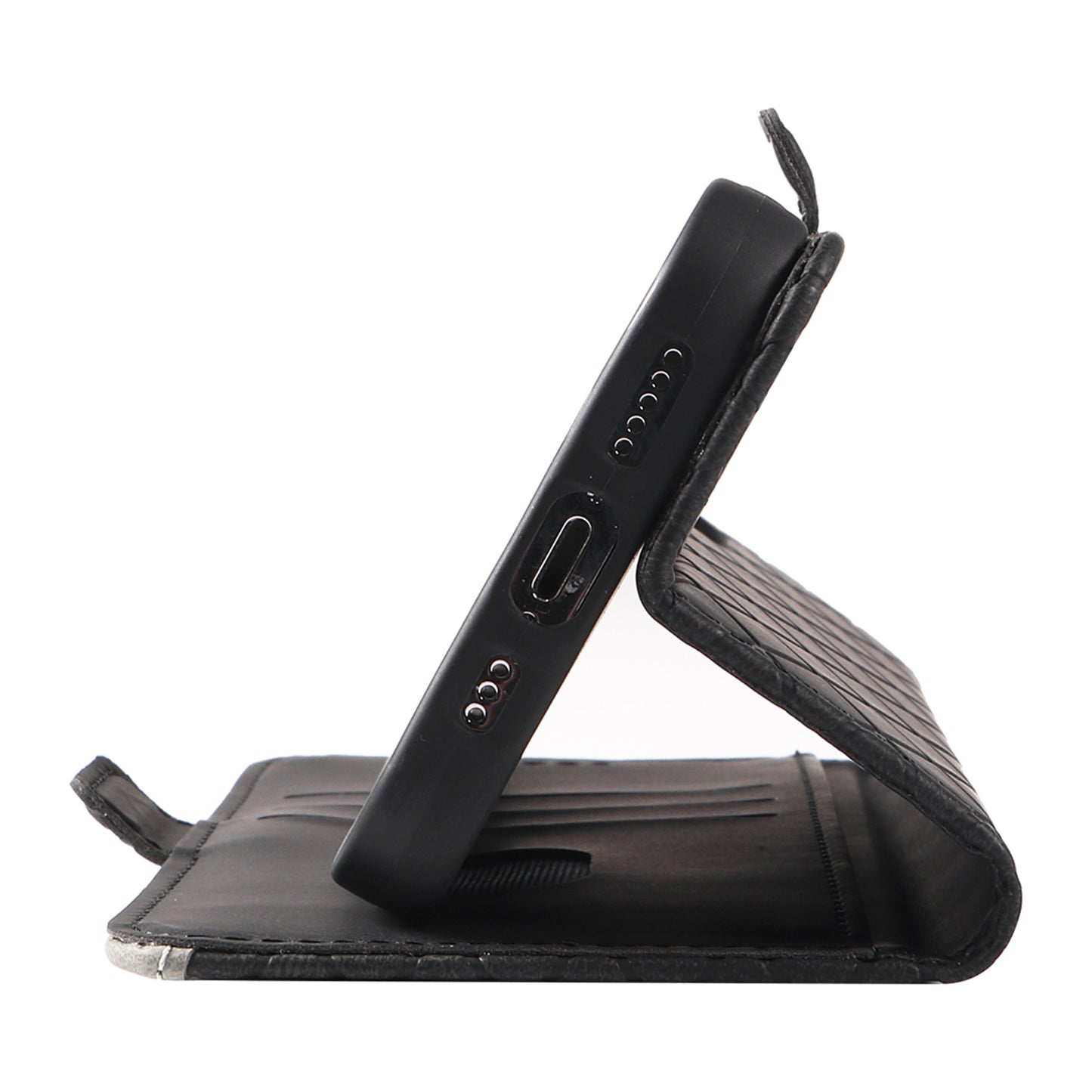 For Xiaomi Redmi Note 13 4G Leather Case Wallet Phone Cover Rhombus Pattern - Black