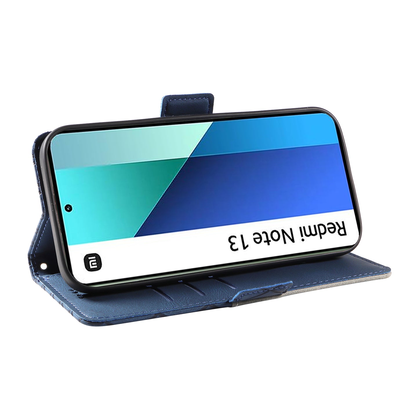 For Xiaomi Redmi Note 13 4G Leather Case Wallet Phone Cover Rhombus Pattern - Blue