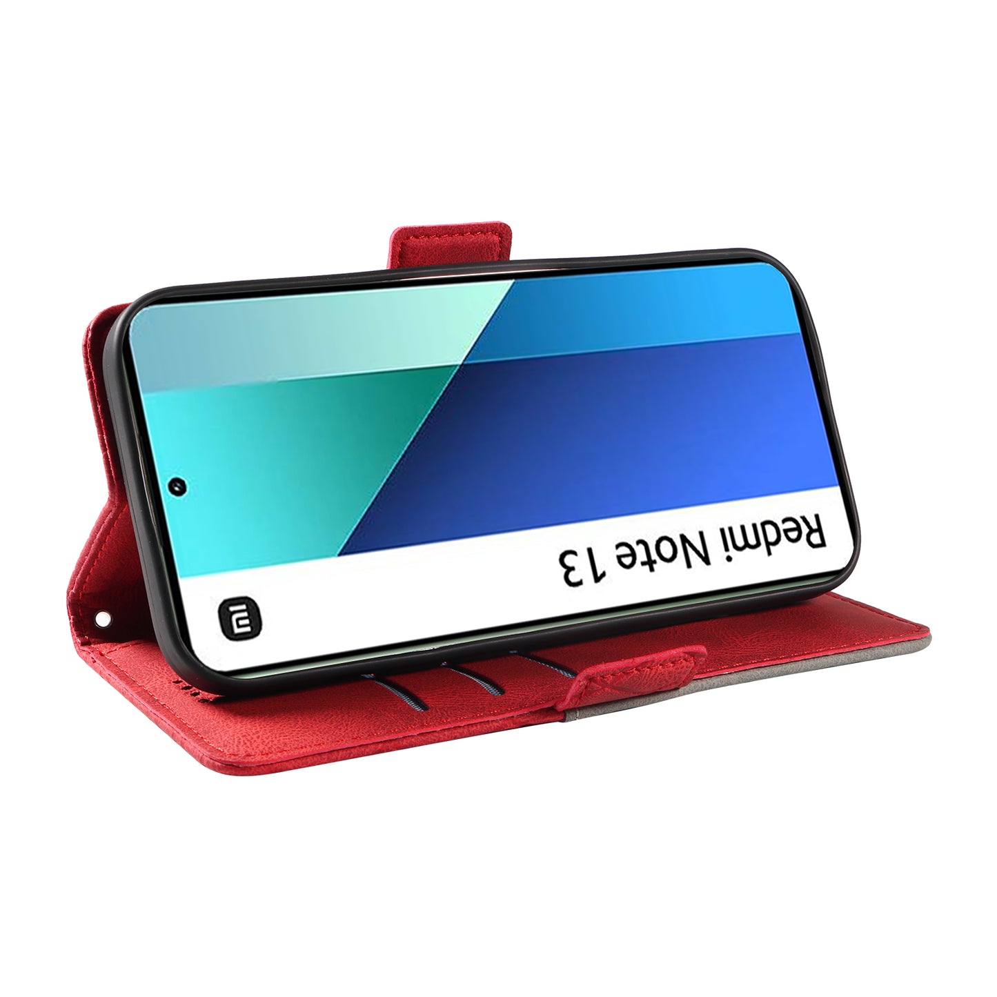 For Xiaomi Redmi Note 13 4G Leather Case Wallet Phone Cover Rhombus Pattern - Red