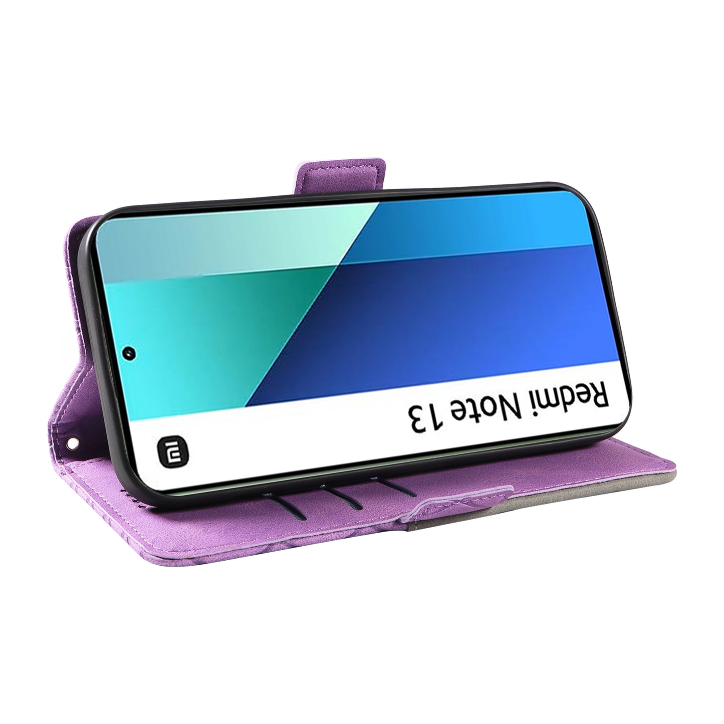 For Xiaomi Redmi Note 13 4G Leather Case Wallet Phone Cover Rhombus Pattern - Light Purple