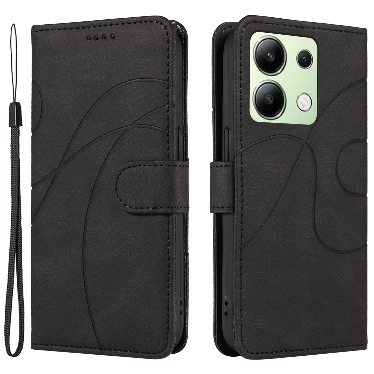For Xiaomi Redmi Note 13 4G Case Leather Phone Cover with Wallet Card Slots - Black