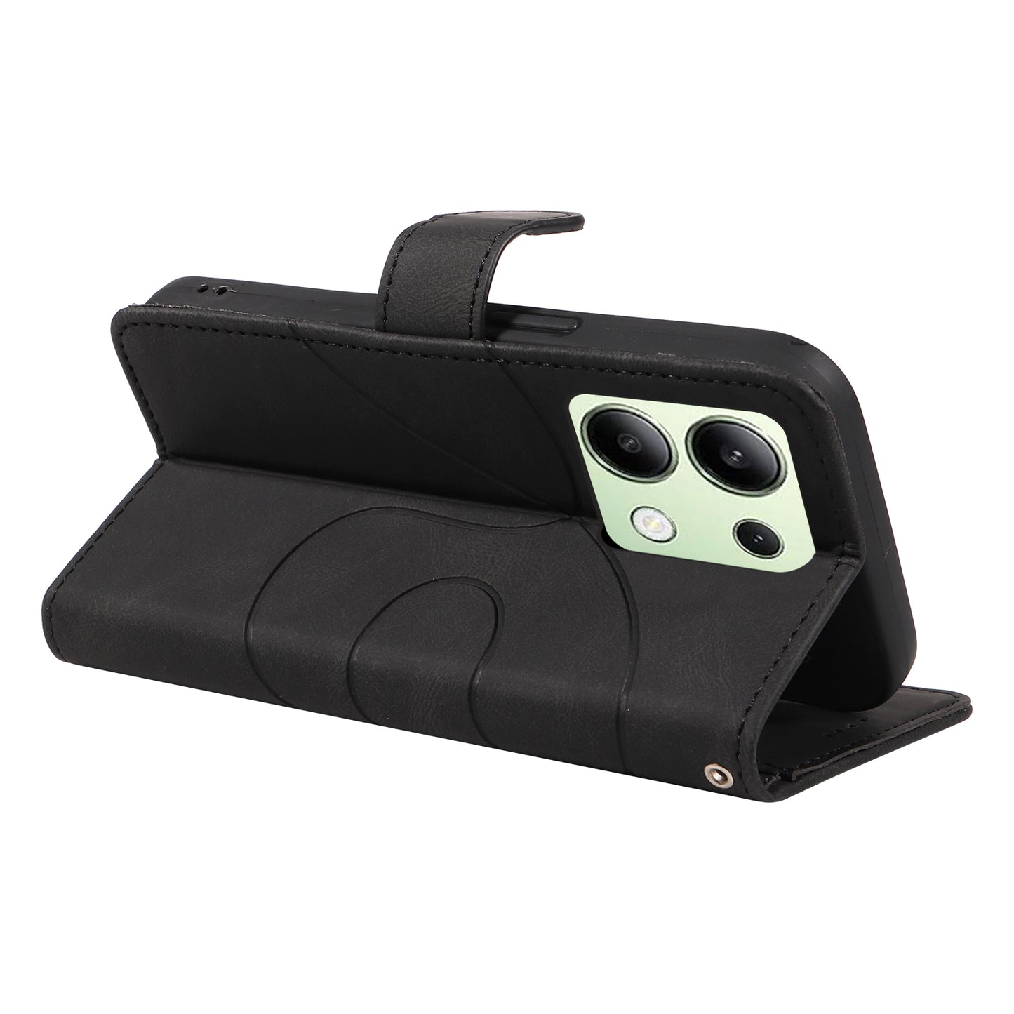 For Xiaomi Redmi Note 13 4G Case Leather Phone Cover with Wallet Card Slots - Black