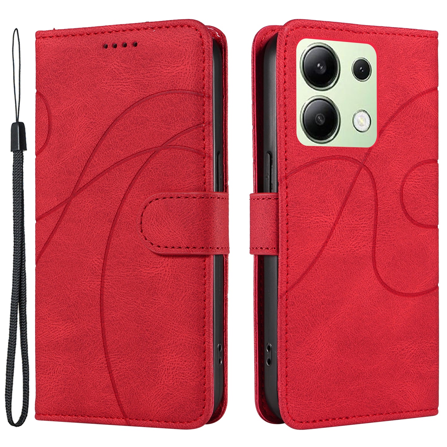 For Xiaomi Redmi Note 13 4G Case Leather Phone Cover with Wallet Card Slots - Red