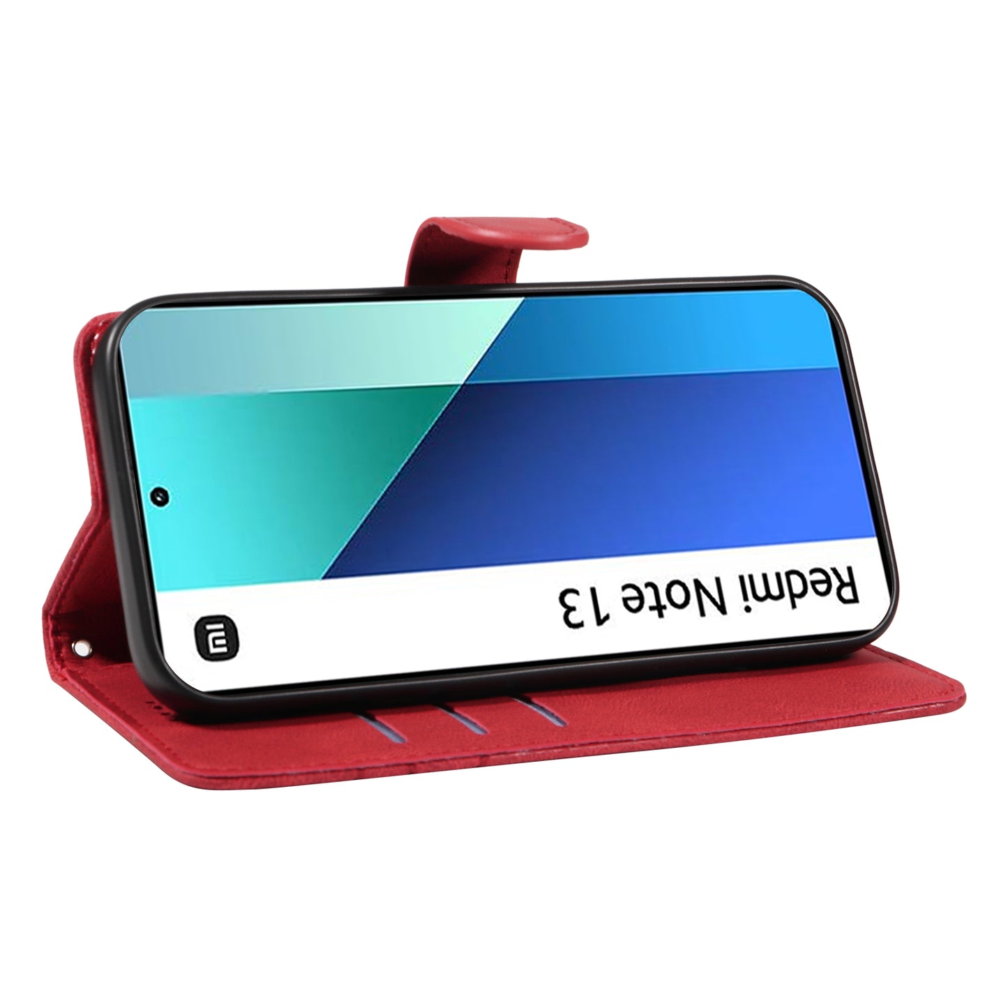 For Xiaomi Redmi Note 13 4G Case Leather Phone Cover with Wallet Card Slots - Red