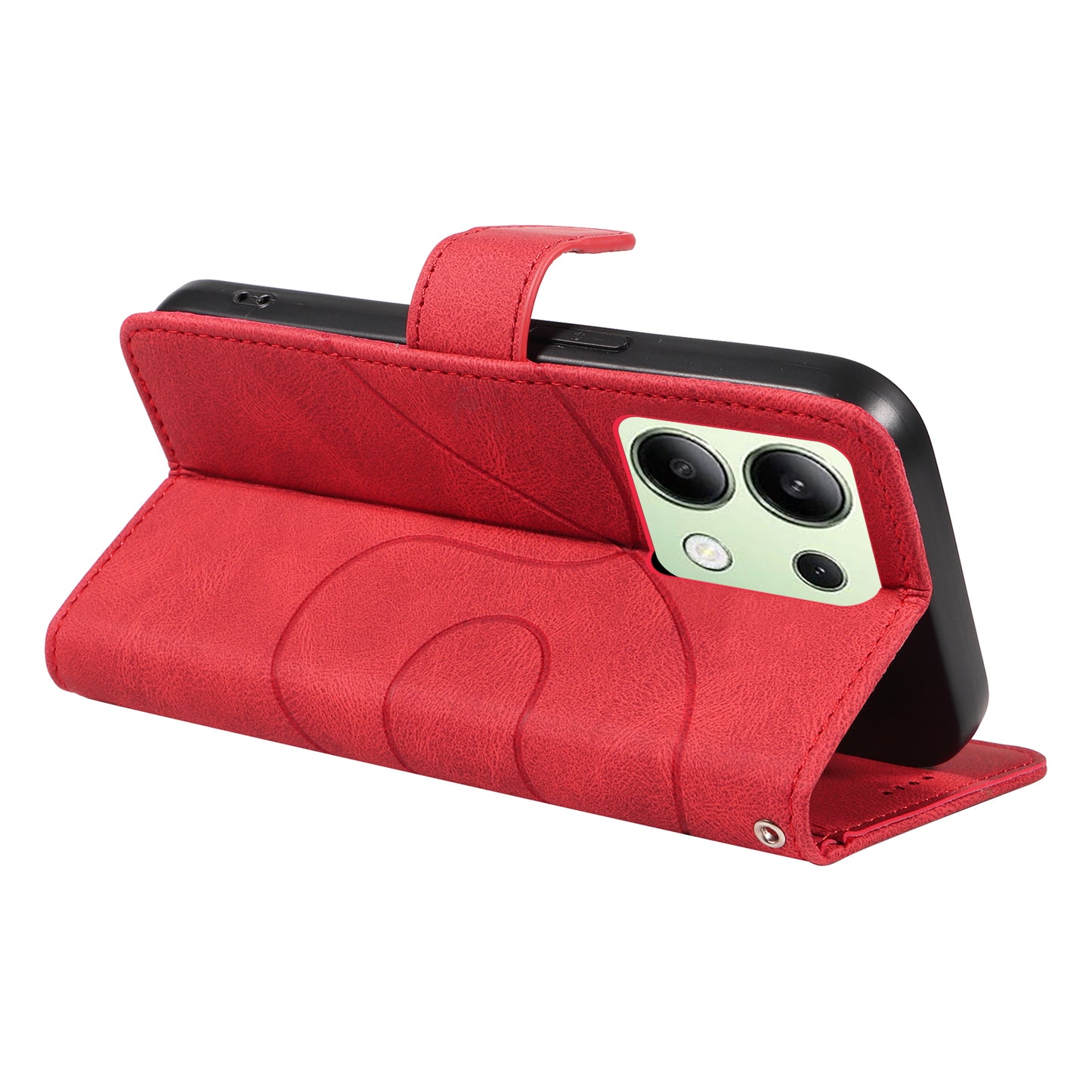 For Xiaomi Redmi Note 13 4G Case Leather Phone Cover with Wallet Card Slots - Red