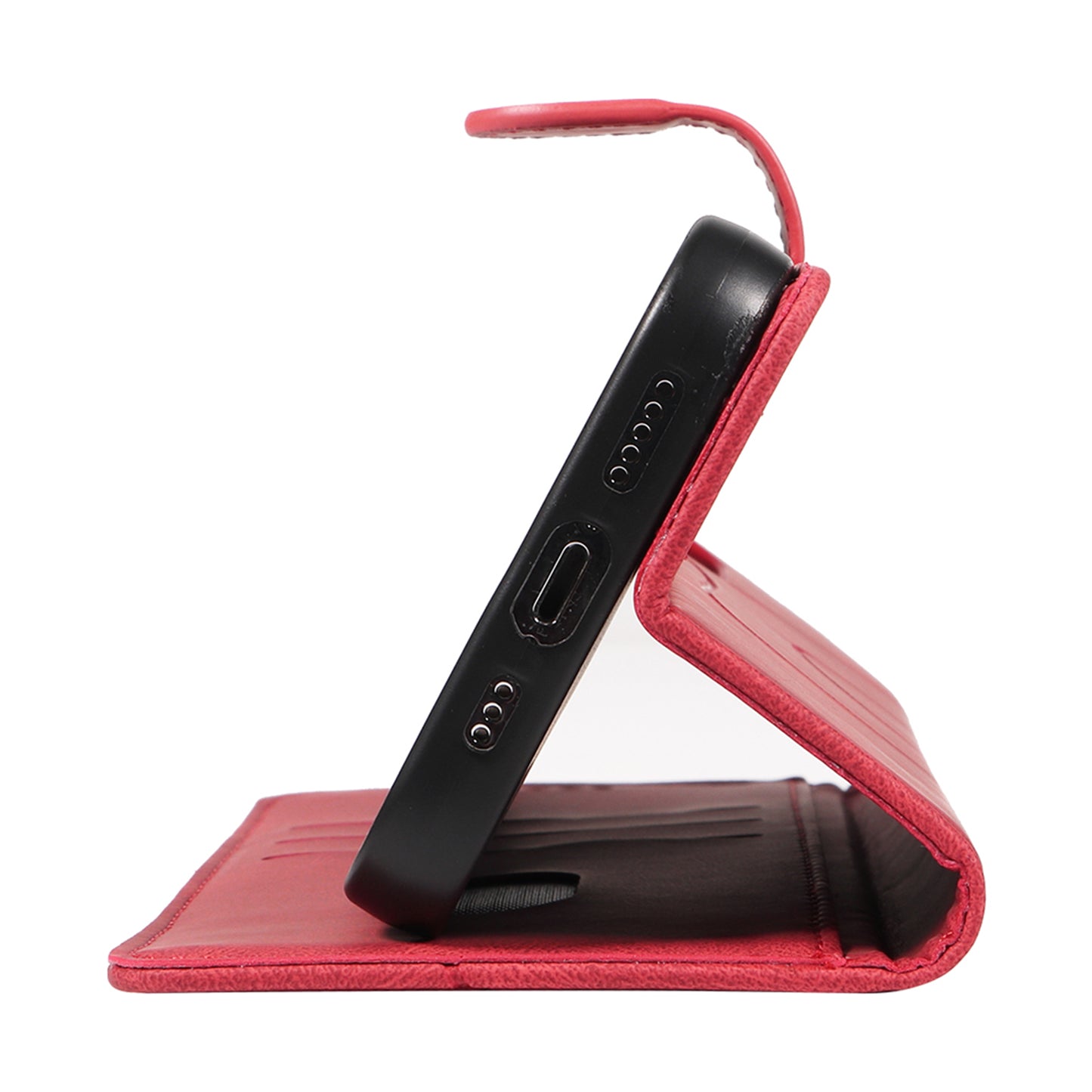 For Xiaomi Redmi Note 13 4G Case Leather Phone Cover with Wallet Card Slots - Red