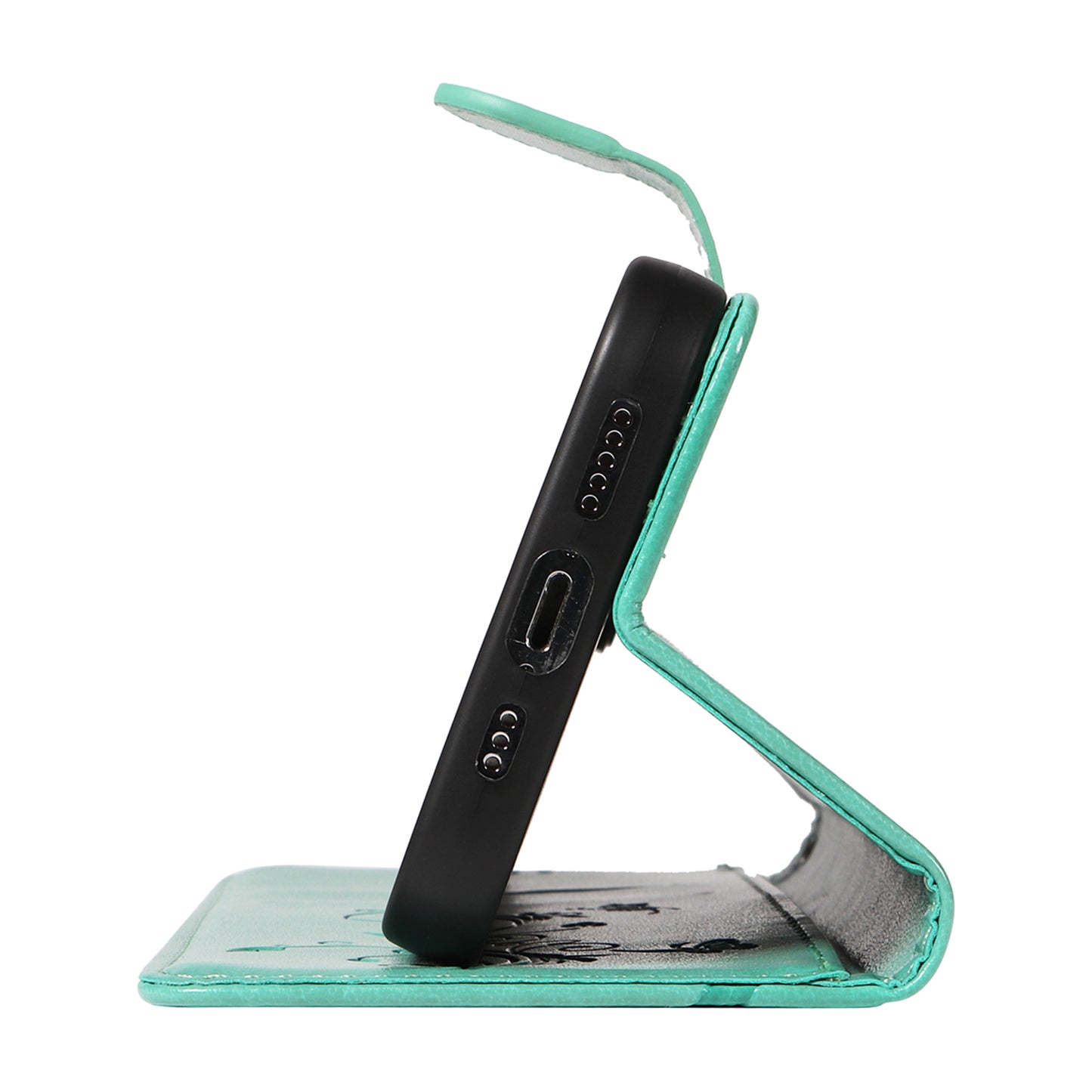 For Xiaomi Redmi Note 13 4G Leather Case Flower Butterfly Imprinted Wallet Phone Cover - Green