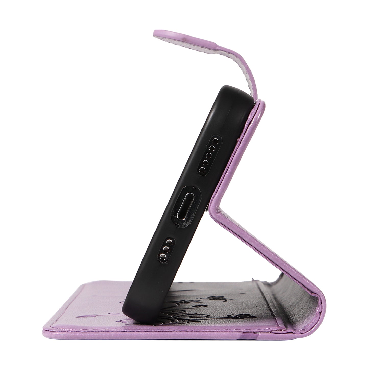 For Xiaomi Redmi Note 13 4G Leather Case Flower Butterfly Imprinted Wallet Phone Cover - Purple