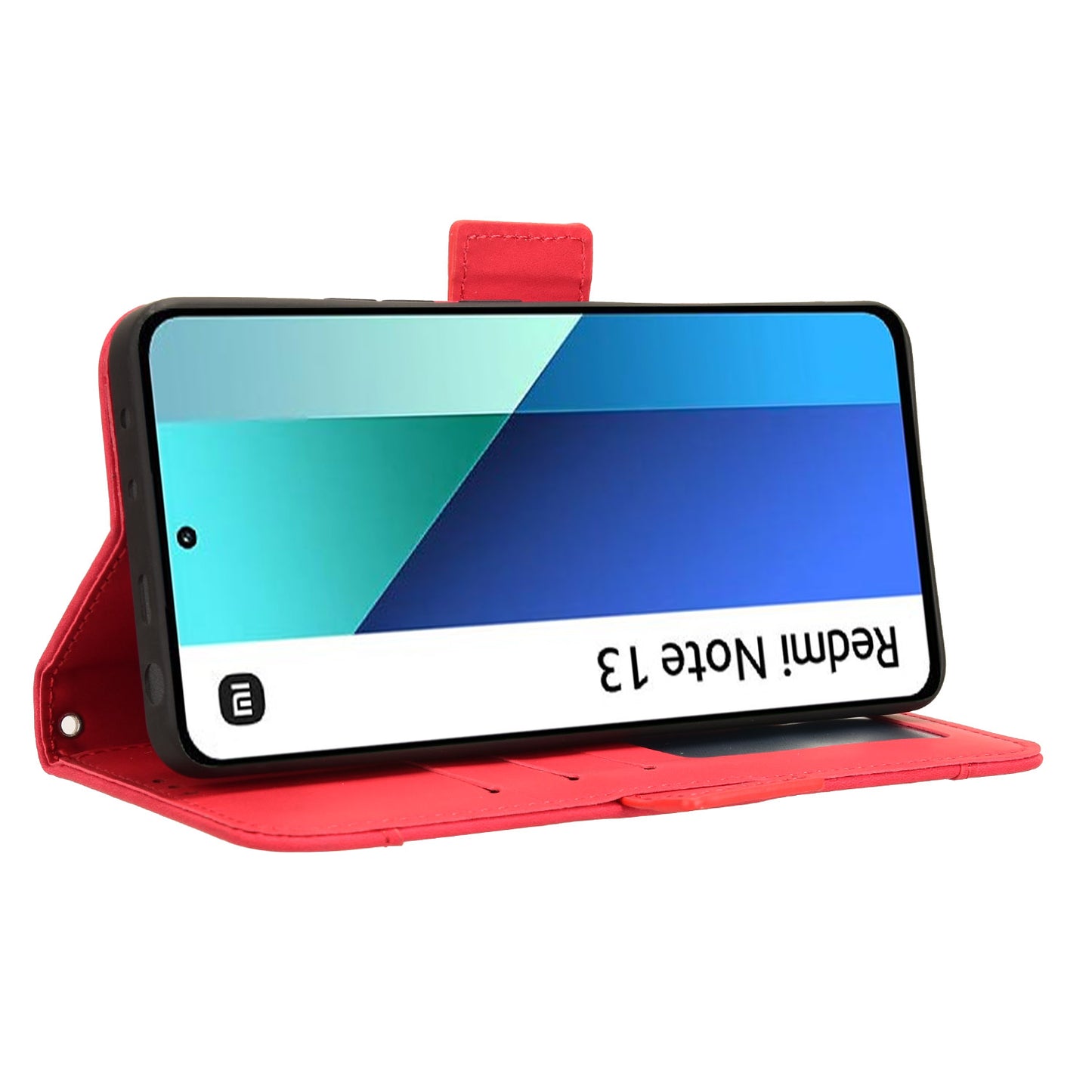 For Xiaomi Redmi Note 13 4G Leather Case Phone Cover with Multi Card Slots - Red